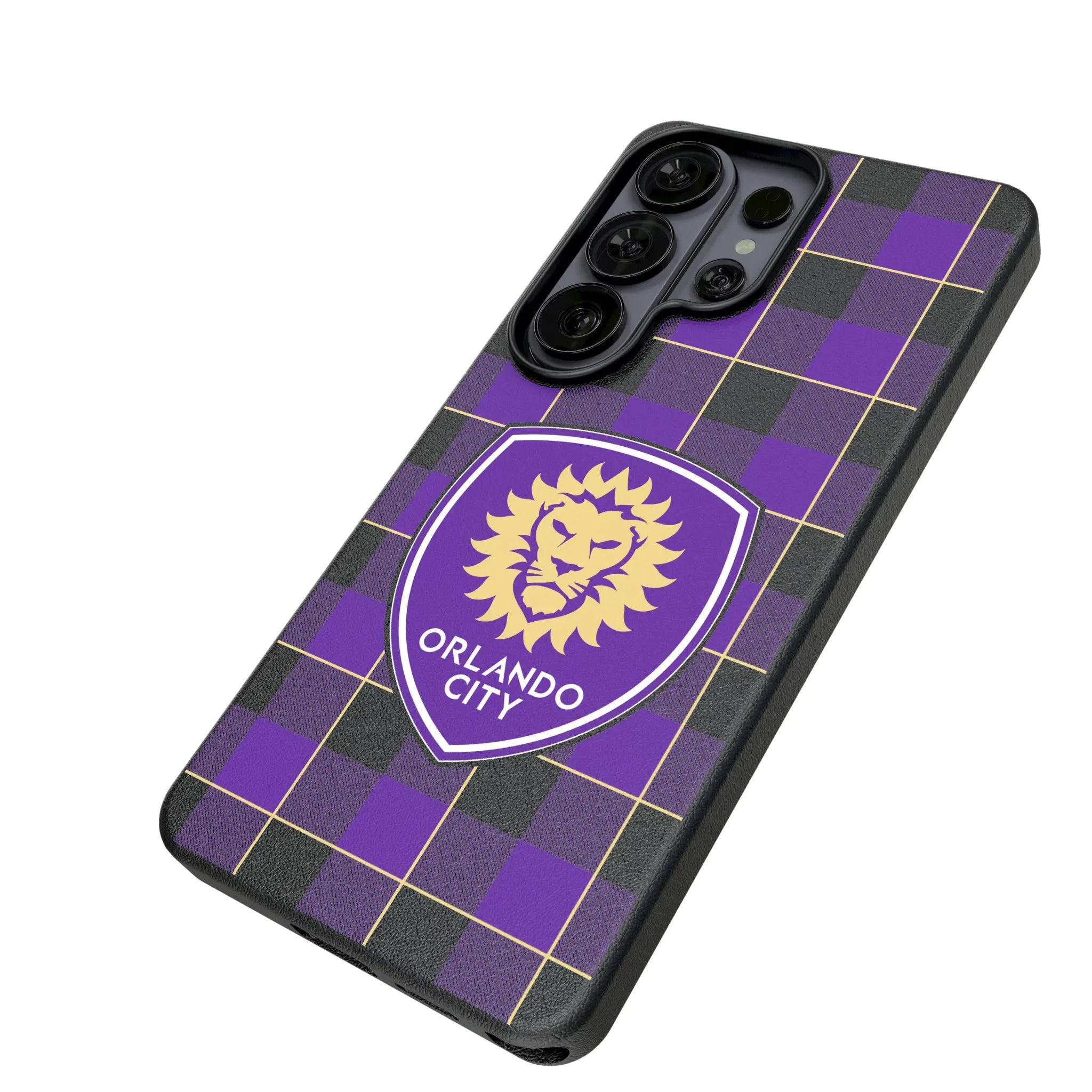 Orlando City Soccer Club Plaid Galaxy MagSafe Compatible Phone Case for Samsung Galaxy - Isometric View#Device_Galaxy S26 Ultra