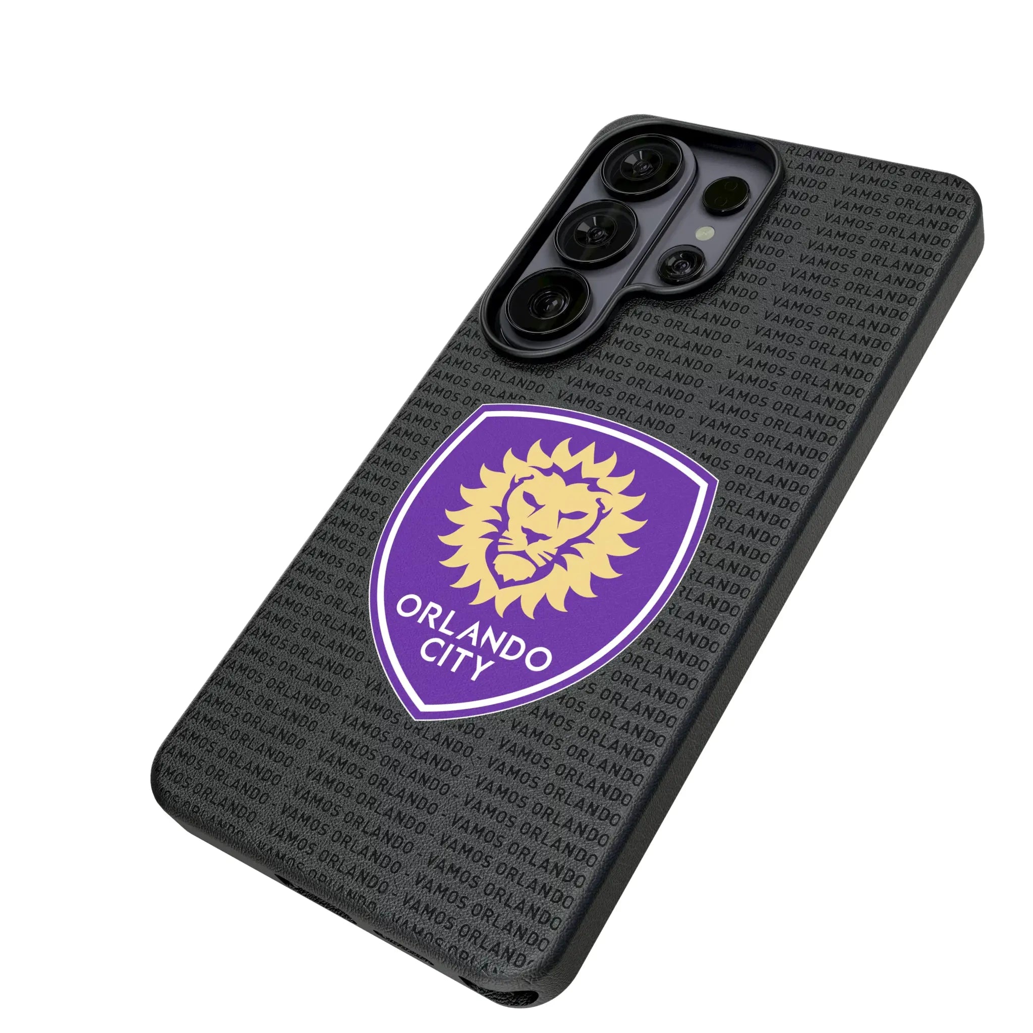 Orlando City Soccer Club Text Backdrop Galaxy MagSafe Compatible Phone Case for Samsung Galaxy - Isometric View#Device_Galaxy S26 Ultra