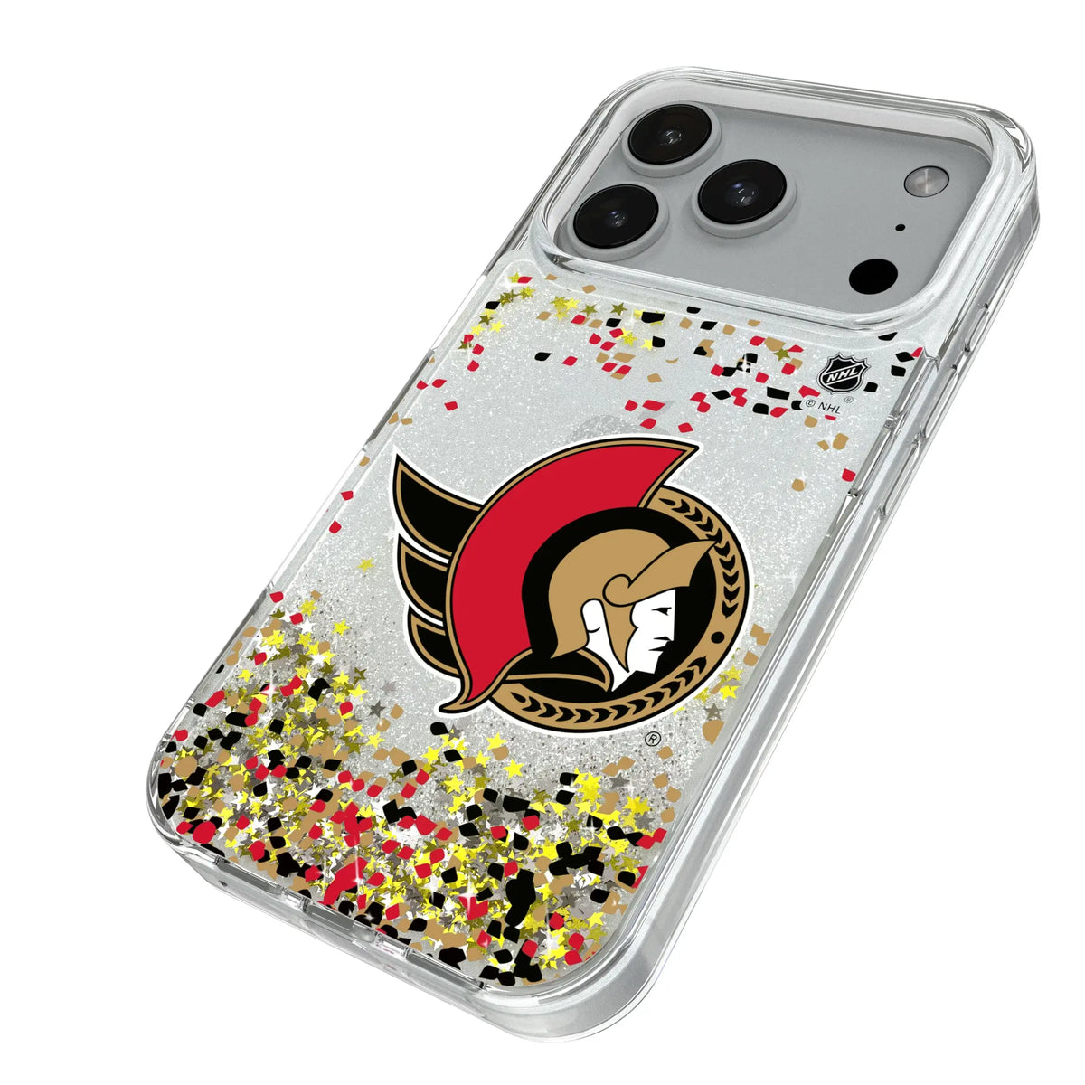 Ottawa Senators Confetti iPhone Glitter Phone Case for Apple iPhone - Isometric View#Device_iPhone 18 Pro