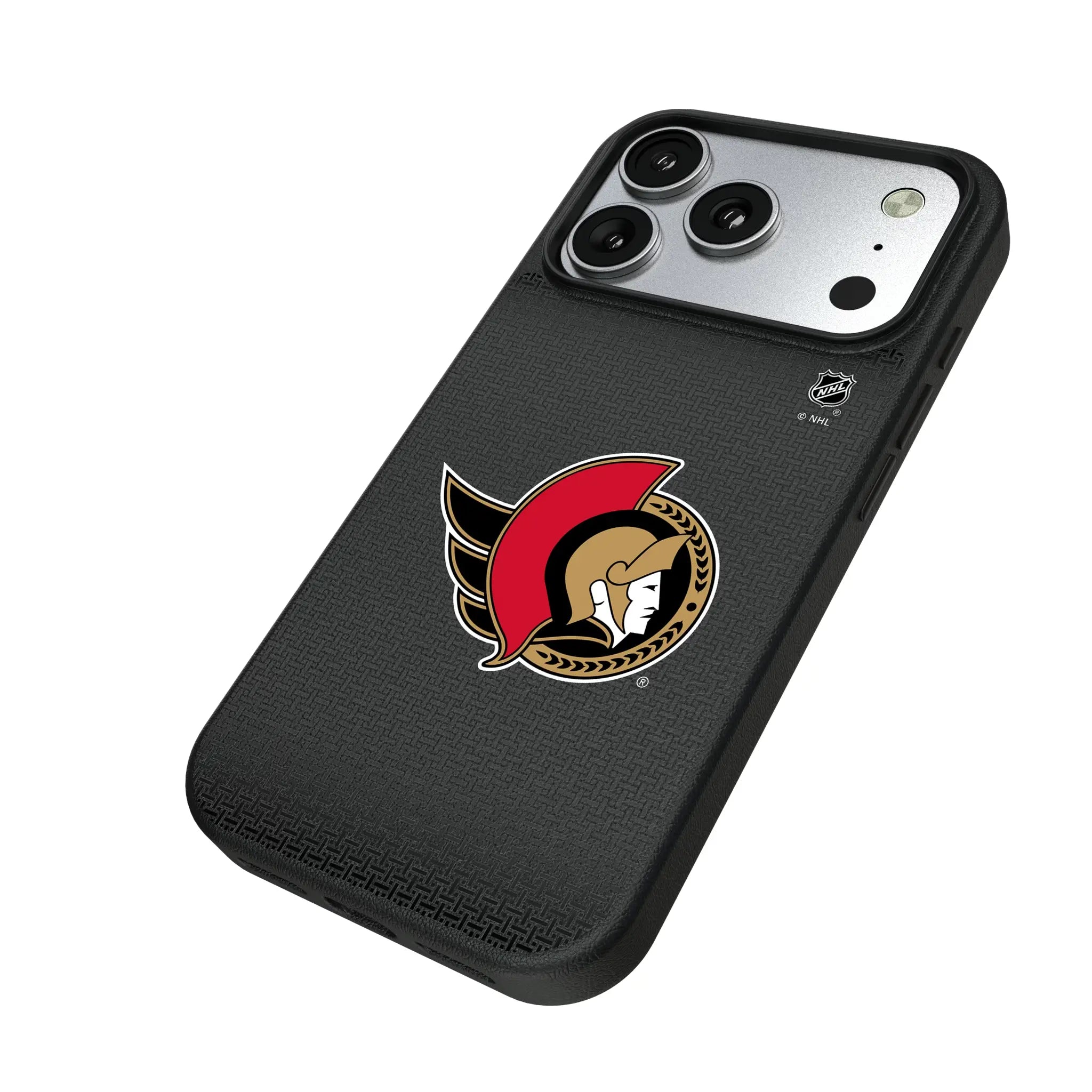 Ottawa Senators Linen iPhone MagSafe Compatible Phone Case for Apple iPhone - Isometric View#Device_iPhone 17 Pro