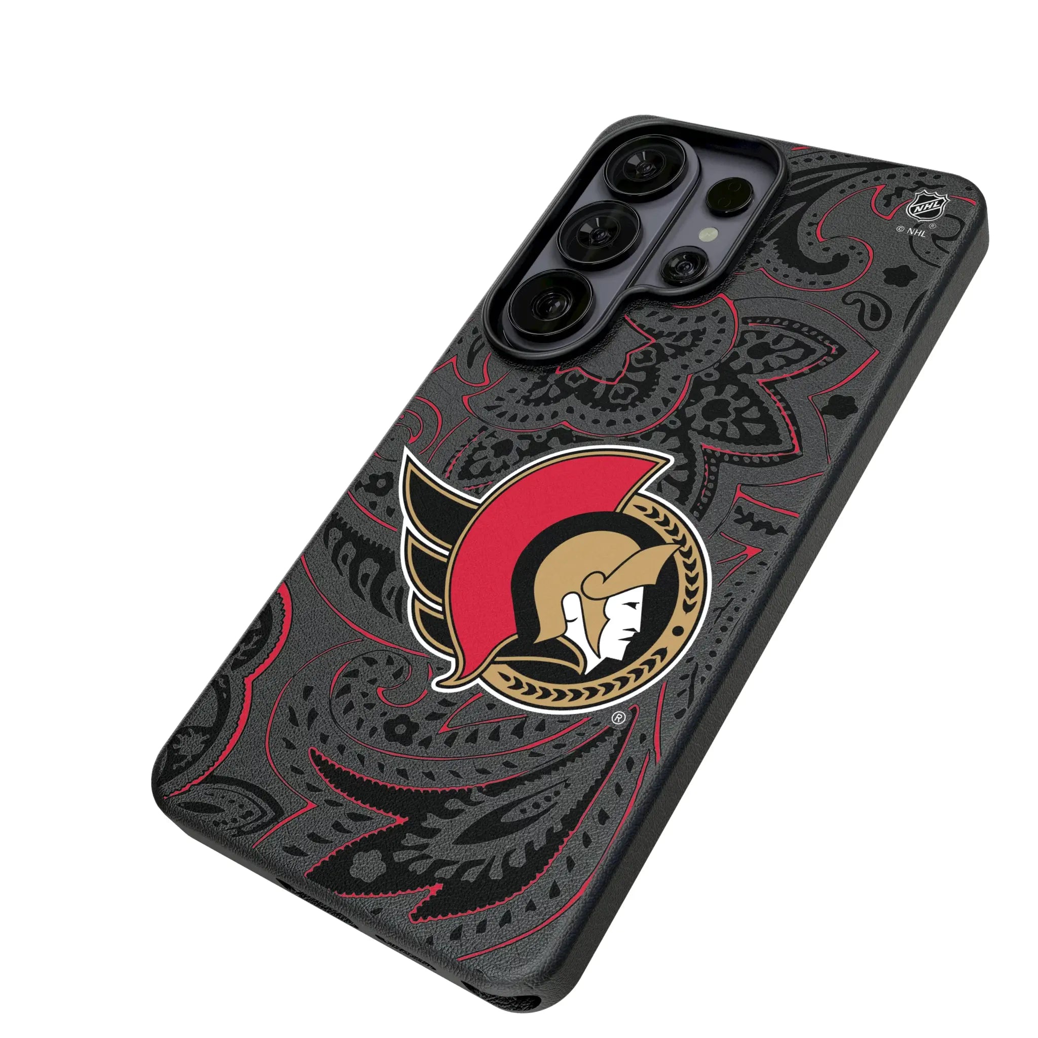 Ottawa Senators Paisley Galaxy MagSafe Compatible Phone Case for Samsung Galaxy - Isometric View#Device_Galaxy S26 Ultra
