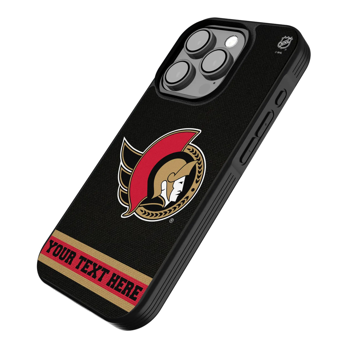 Ottawa Senators Personalized Stripe iPhone Bump Phone Case for Apple iPhone - Isometric View