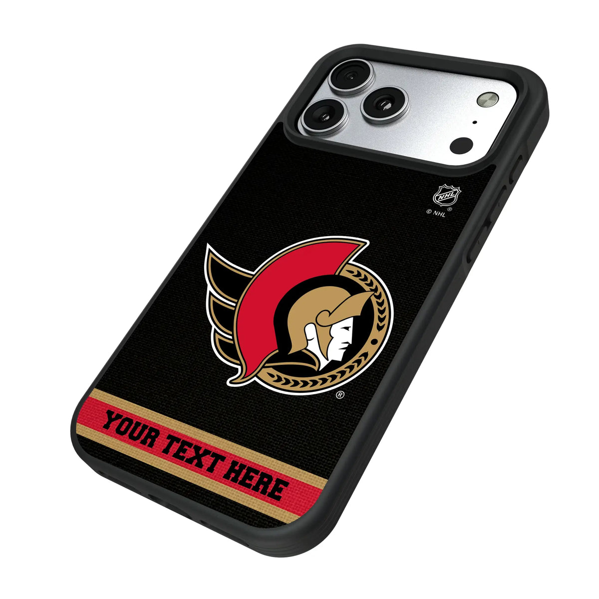 Ottawa Senators Personalized Stripe iPhone Bump Phone Case for Apple iPhone - Isometric View#Device_iPhone 17 Pro Max