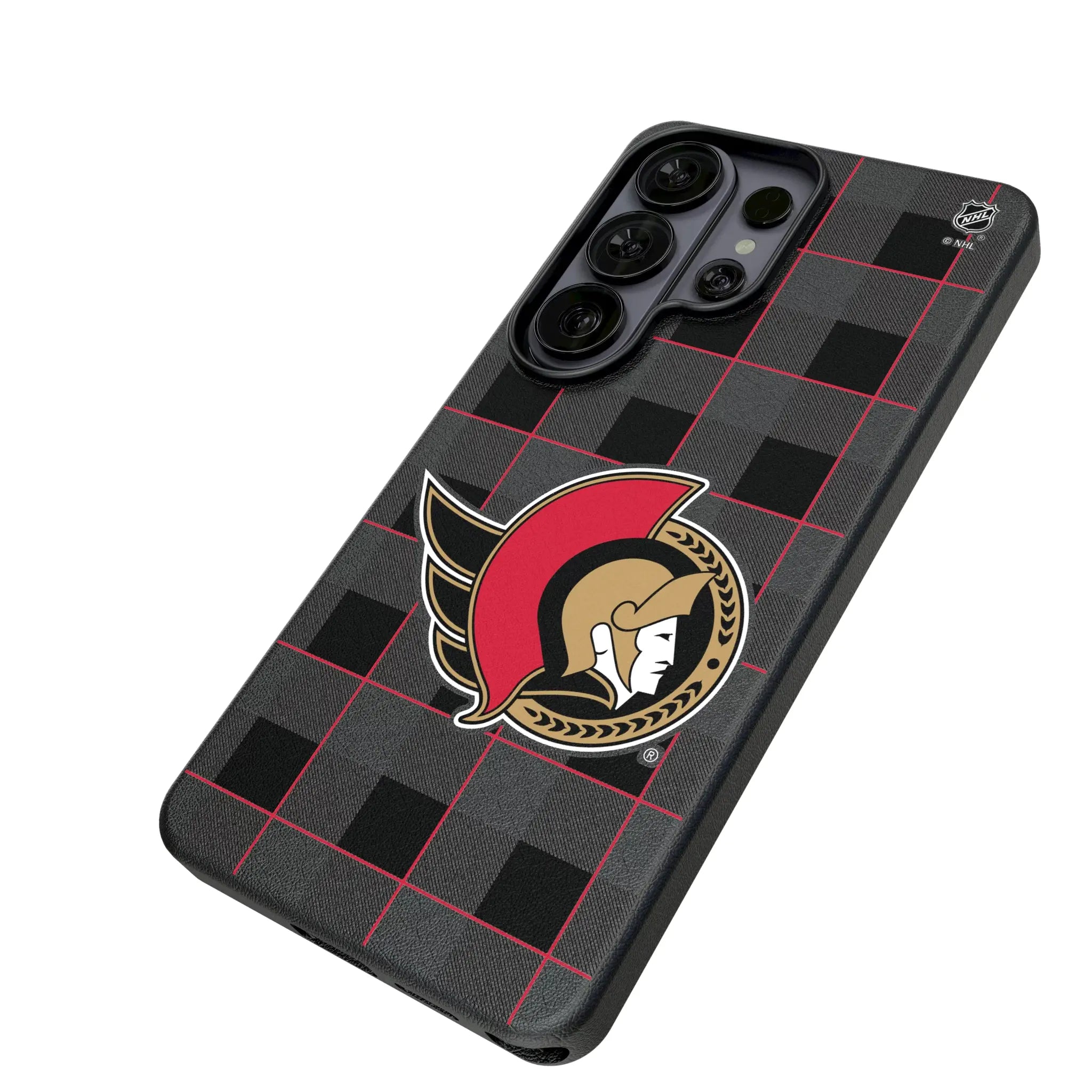 Ottawa Senators Plaid Galaxy MagSafe Compatible Phone Case for Samsung Galaxy - Isometric View#Device_Galaxy S26 Ultra