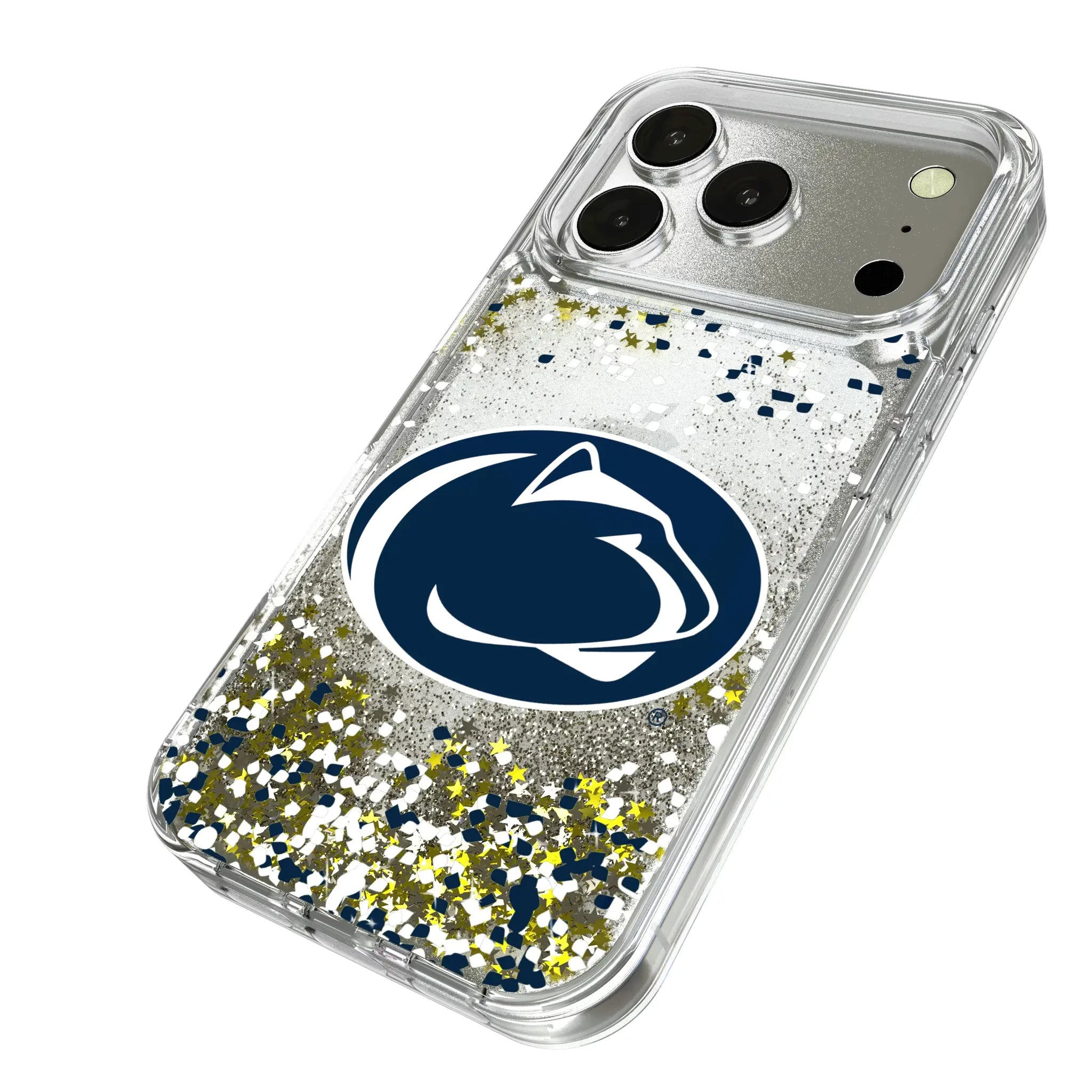 Pennsylvania State University Nittany Lions Confetti iPhone Glitter Phone Case for Apple iPhone - Isometric View