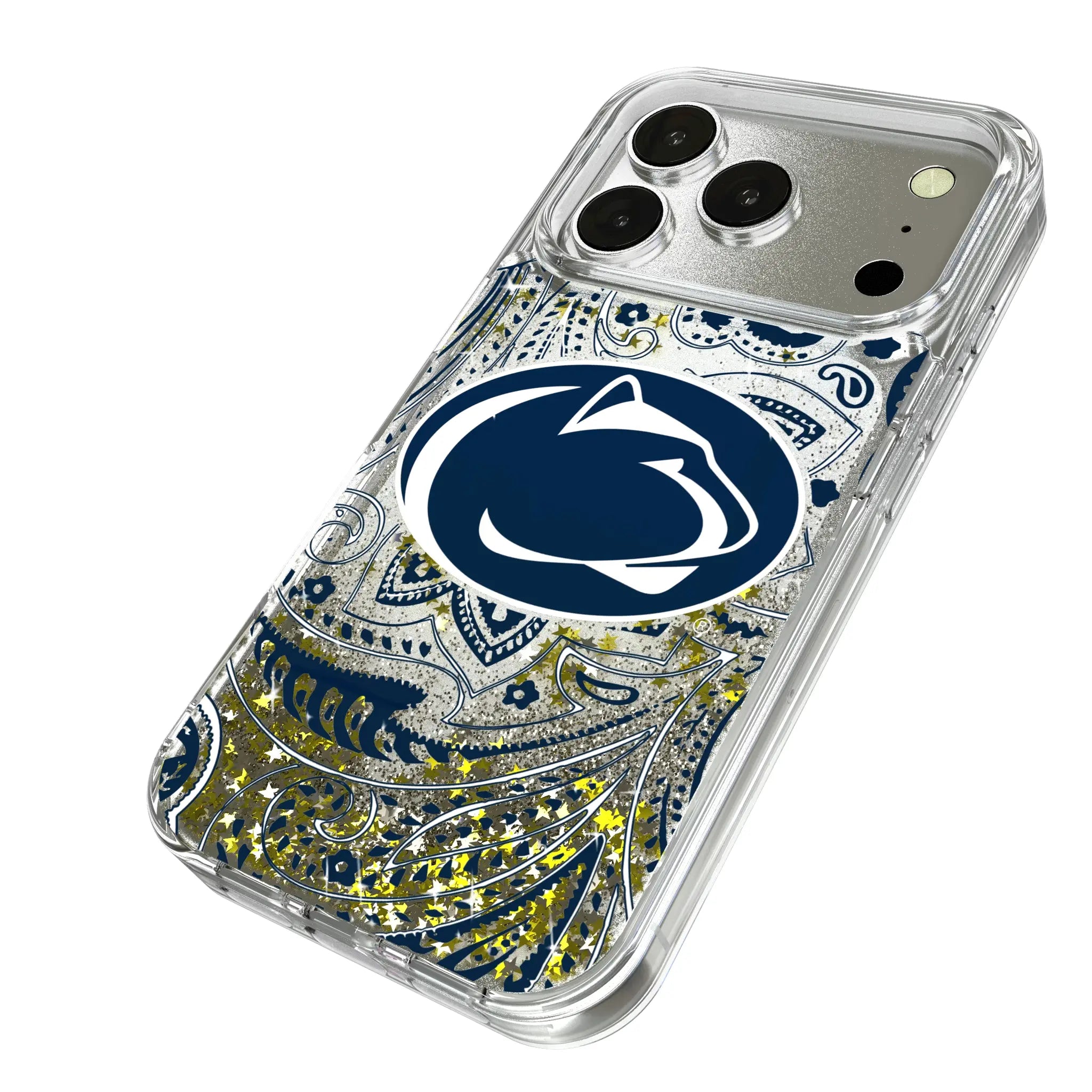 Pennsylvania State University Nittany Lions Paisley iPhone Glitter Phone Case for Apple iPhone - Isometric View