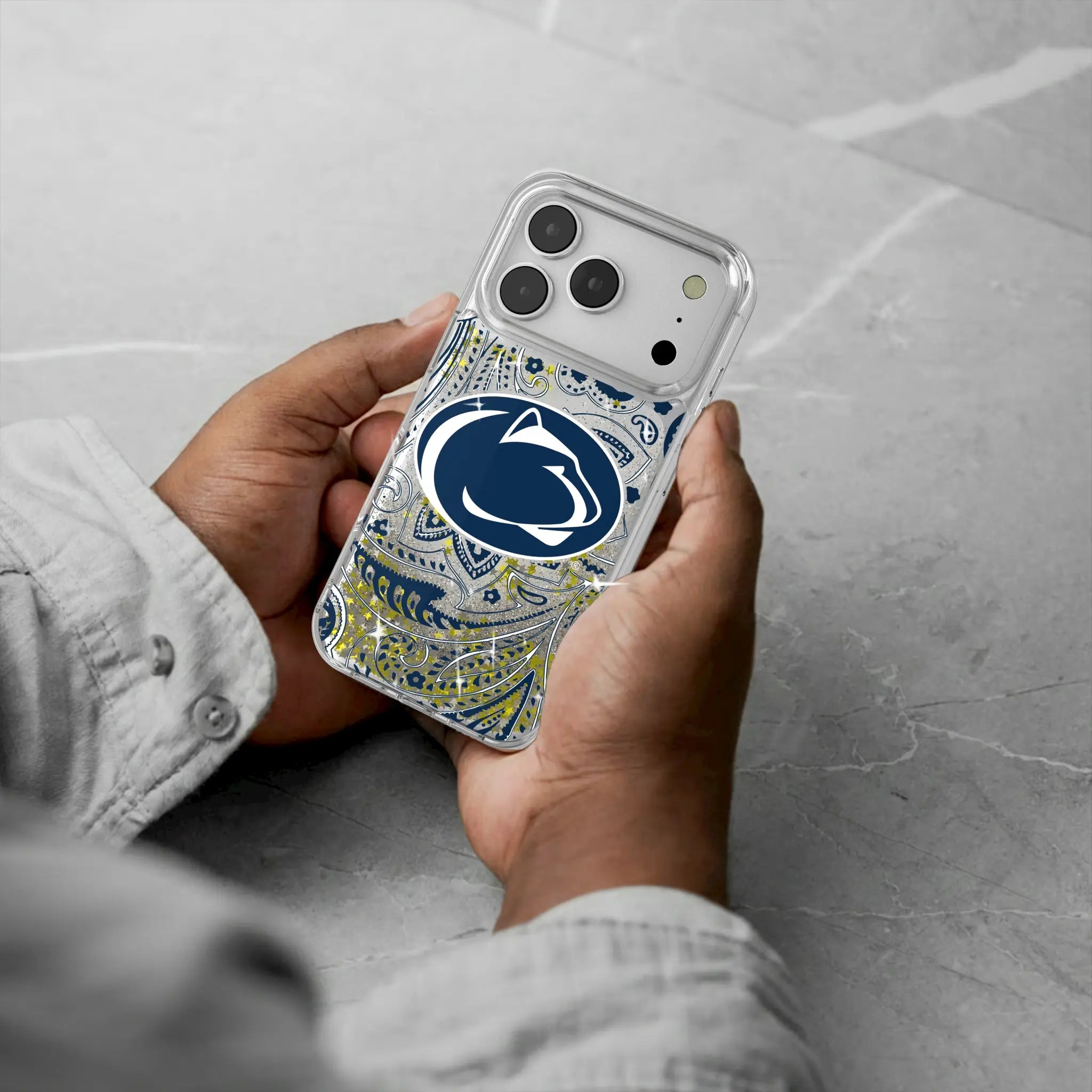 Pennsylvania State University Nittany Lions Paisley iPhone Glitter Phone Case for Apple iPhone - Lifestyle