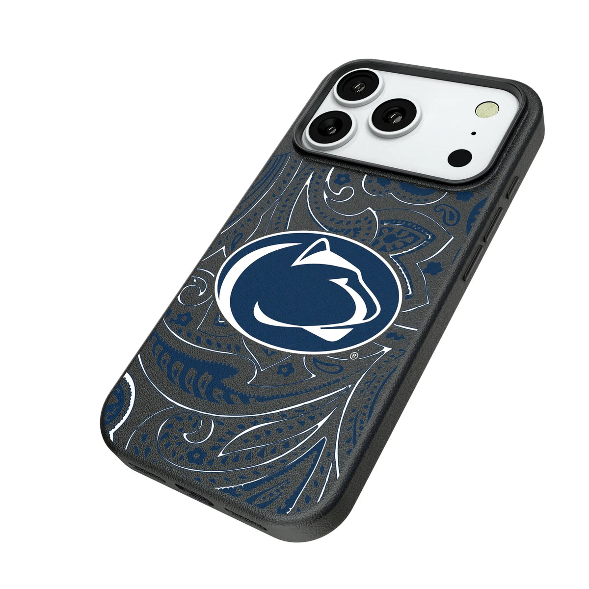 Pennsylvania State University Nittany Lions Paisley iPhone MagSafe Compatible Phone Case for Apple iPhone - Isometric View#Device_iPhone 18 Pro