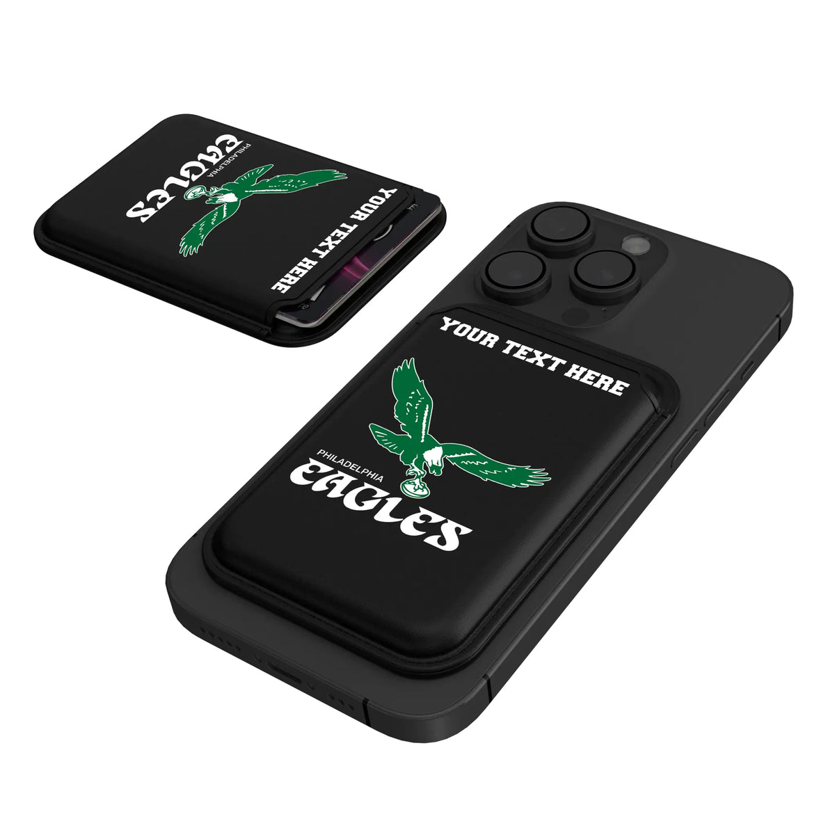 Philadelphia Eagles 1973-1995 Historic Collection Personalized Insignia Black Magnetic Credit Card Wallet