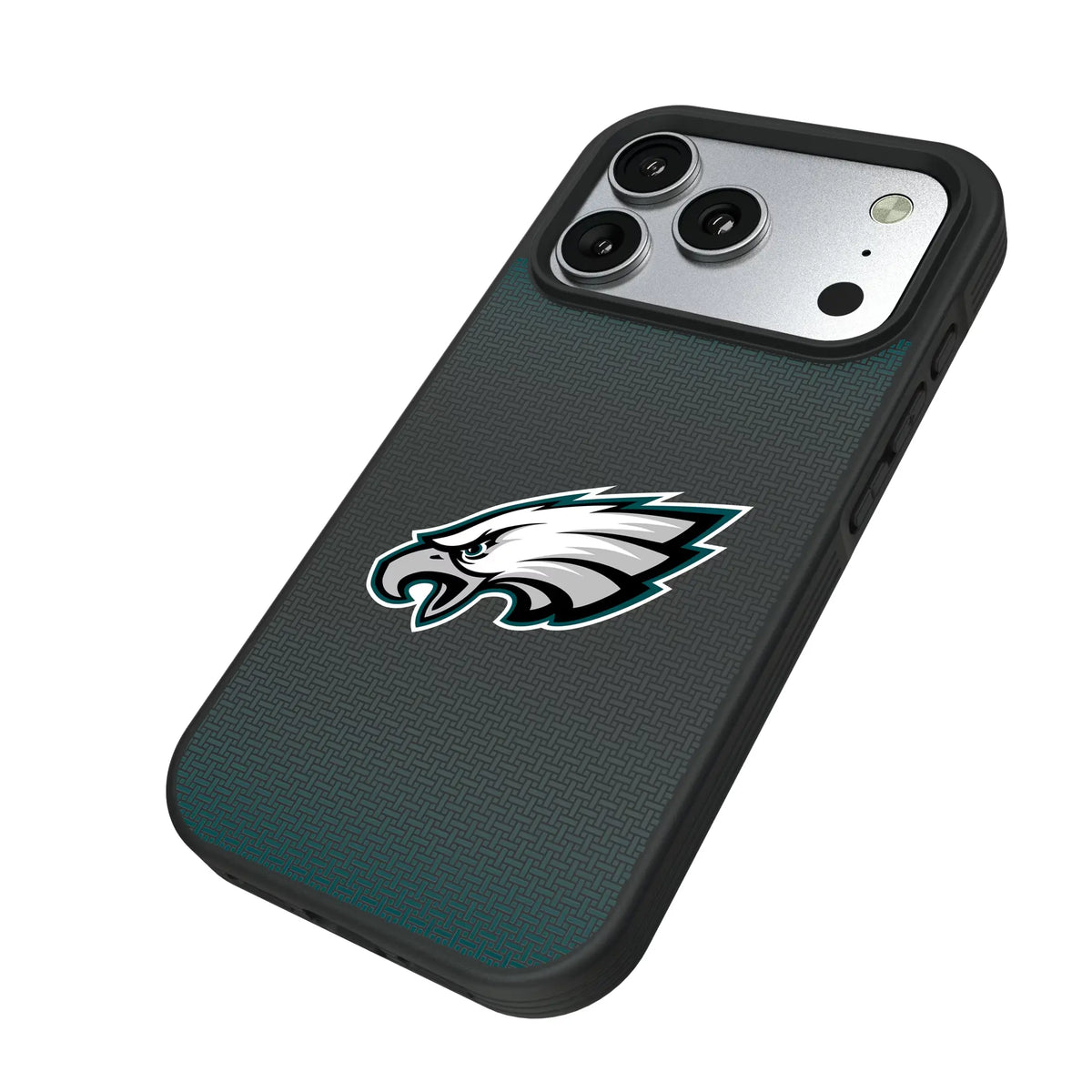 Philadelphia Eagles Linen iPhone Bump Phone Case for Apple iPhone - Isometric View#Device_iPhone 17 Pro
