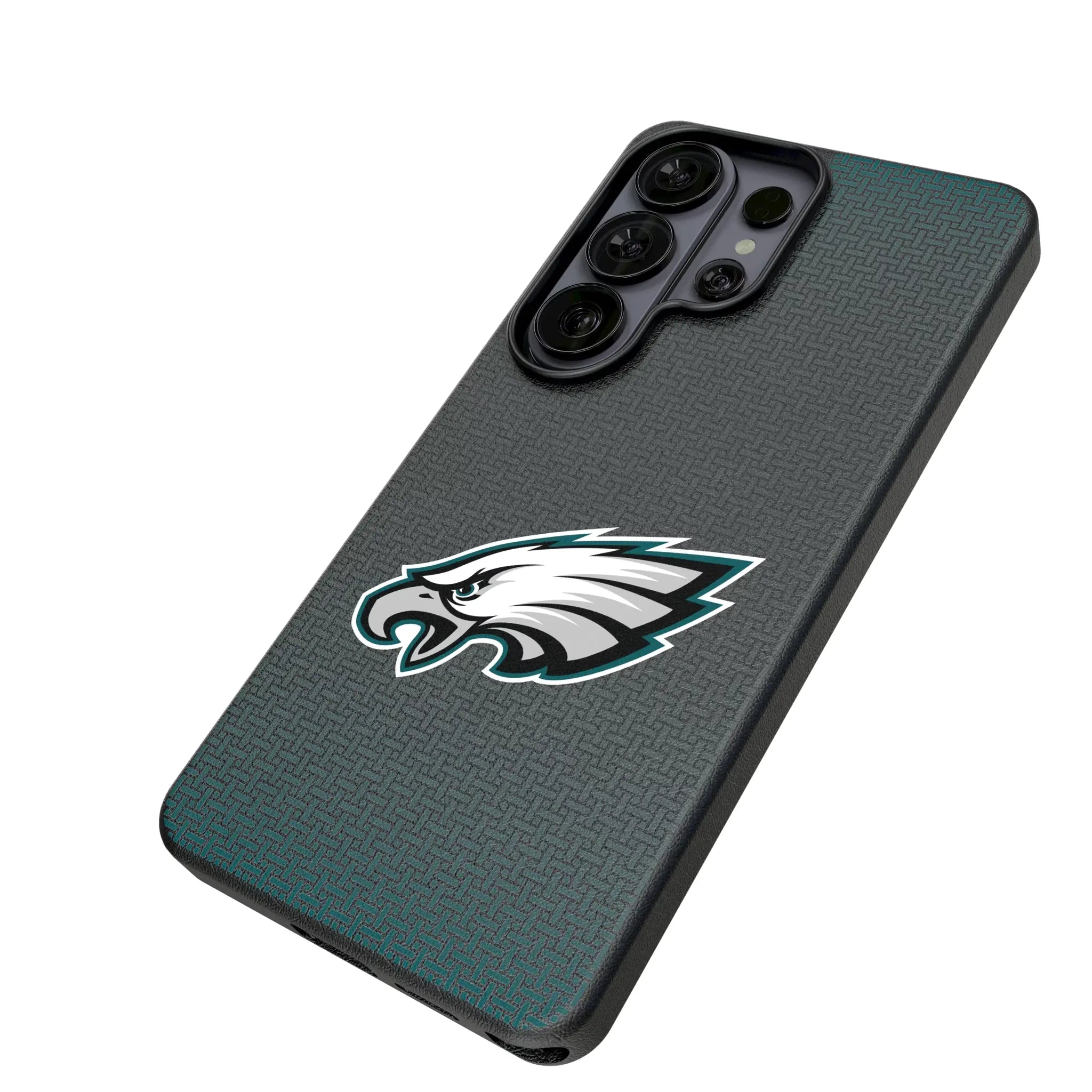 Philadelphia Eagles Linen Galaxy MagSafe Compatible Phone Case for Samsung Galaxy - Isometric View#Device_Galaxy S26 Ultra