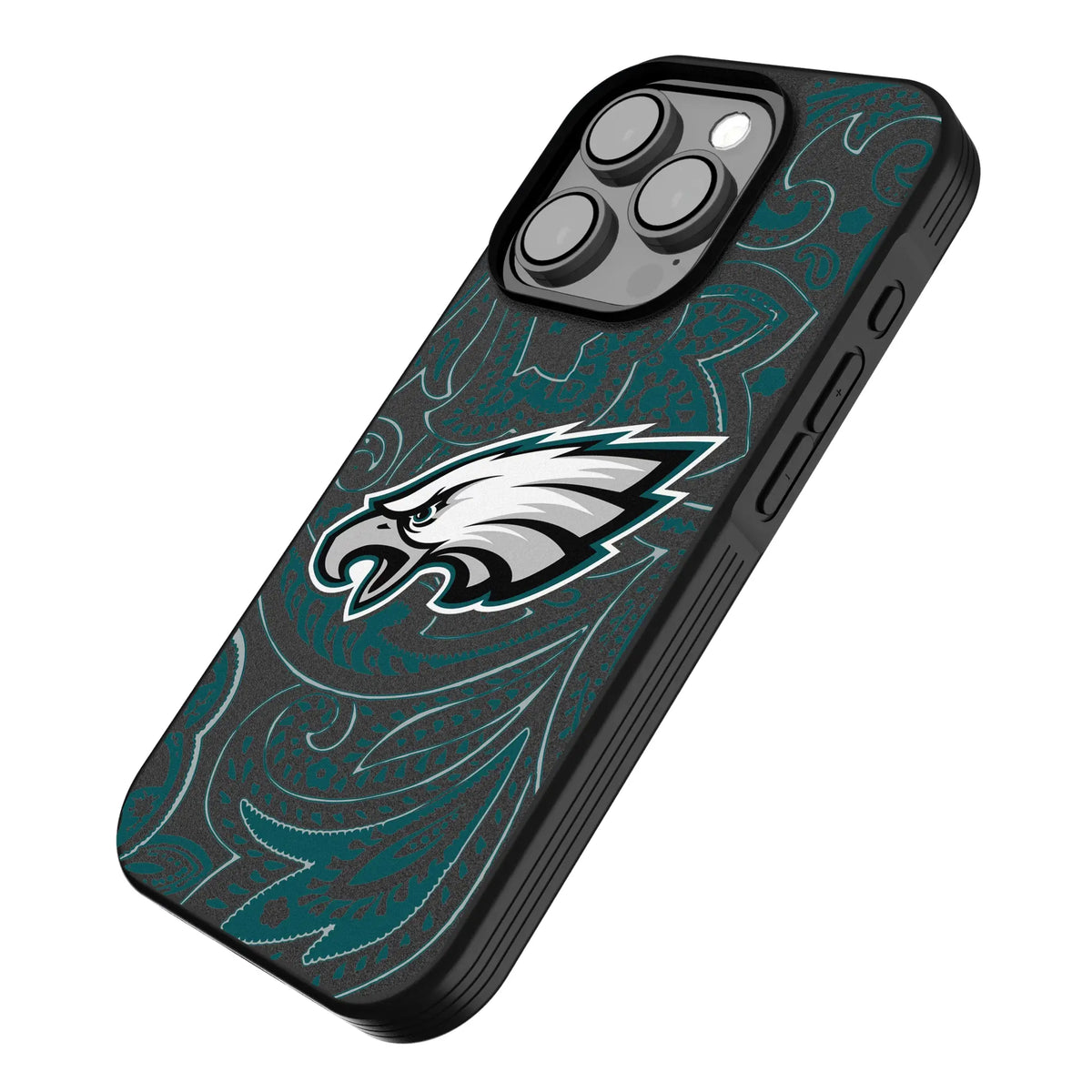 Philadelphia Eagles Paisley iPhone Bump Phone Case for Apple iPhone - Isometric View