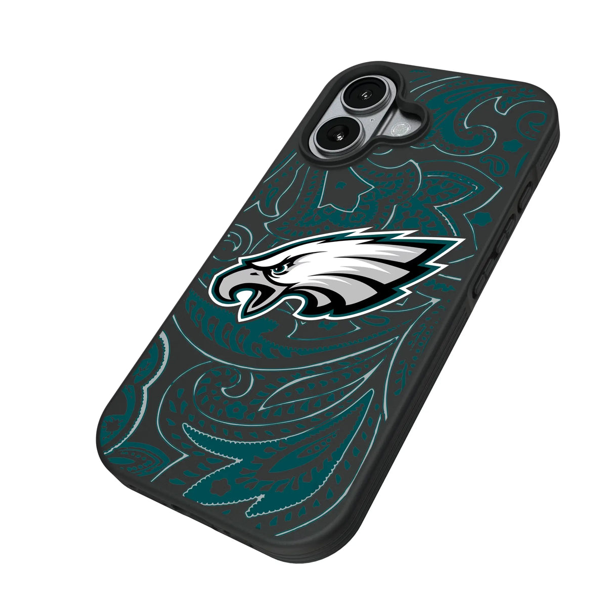 Philadelphia Eagles Paisley iPhone Bump Phone Case for Apple iPhone - Isometric View#Device_iPhone 17