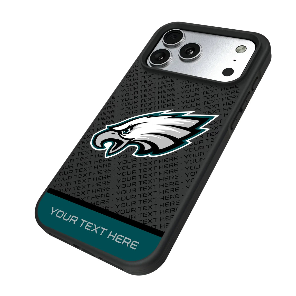 Philadelphia Eagles Personalized EndZone Plus iPhone Bump Phone Case for Apple iPhone - Isometric View#Device_iPhone 17 Pro Max