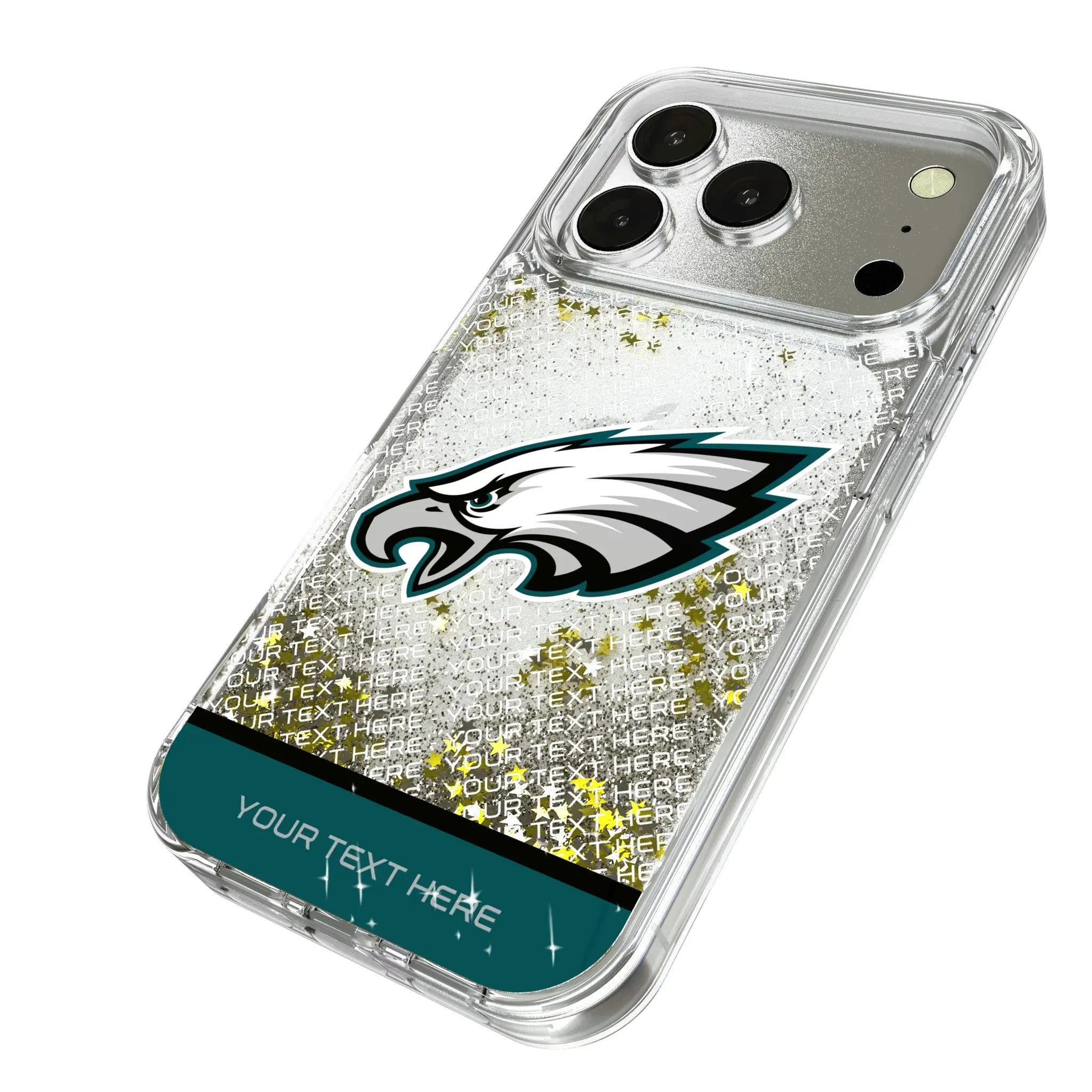 Philadelphia Eagles Personalized EndZone Plus iPhone Glitter Phone Case for Apple iPhone - Isometric View