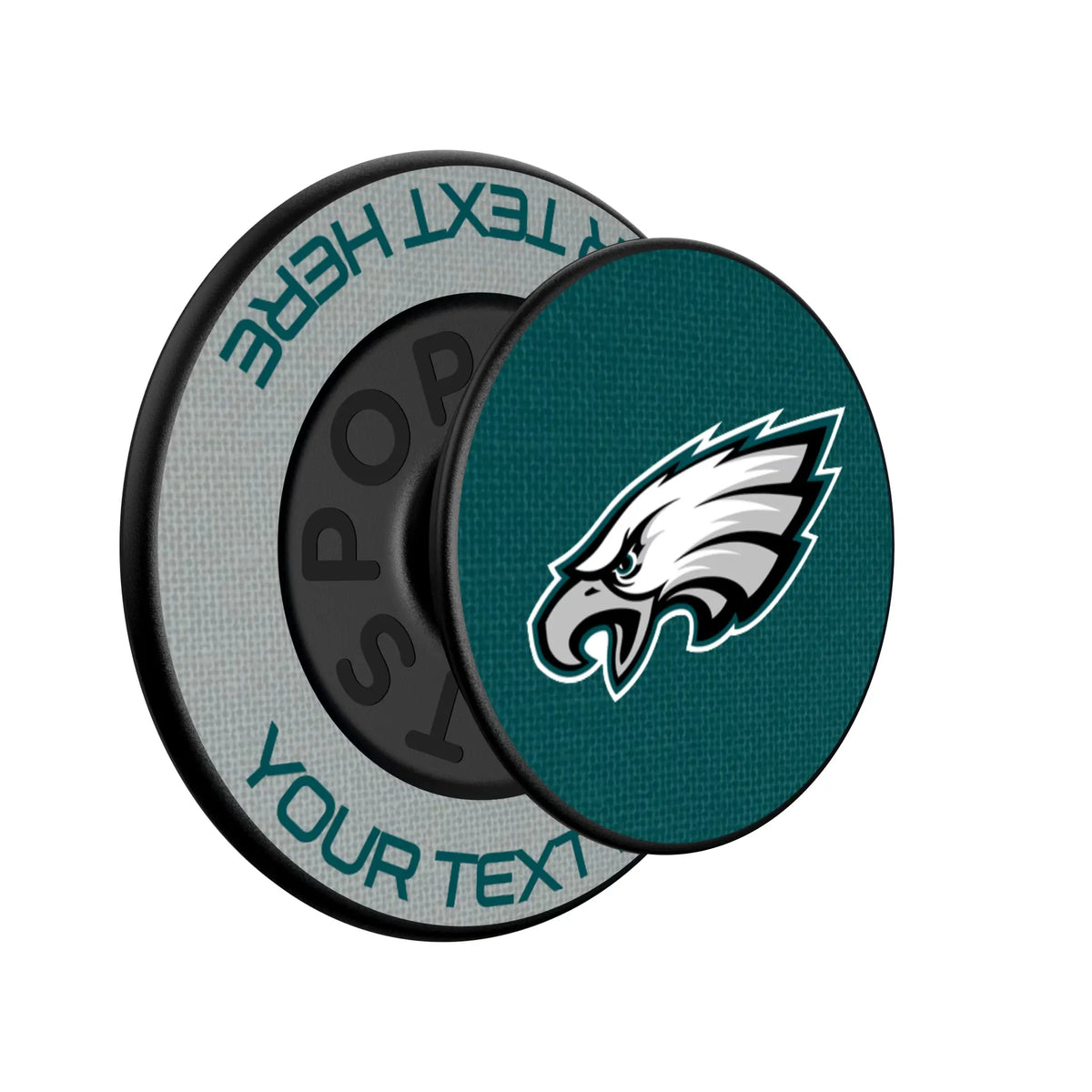 Philadelphia Eagles Personalized Endzone Solid Popsockets Round Magnetic - Isometric View