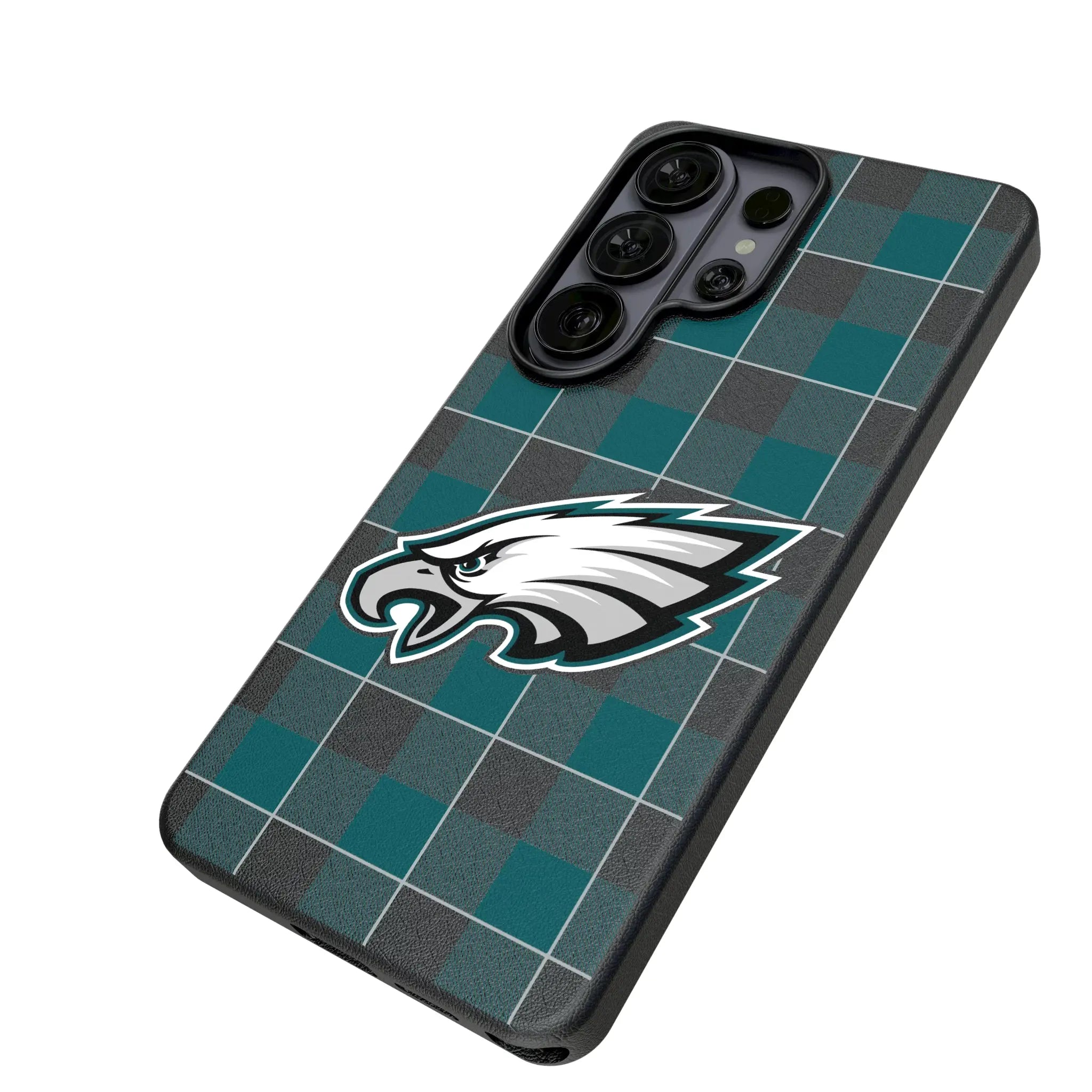 Philadelphia Eagles Plaid Galaxy MagSafe Compatible Phone Case for Samsung Galaxy - Isometric View#Device_Galaxy S26 Ultra