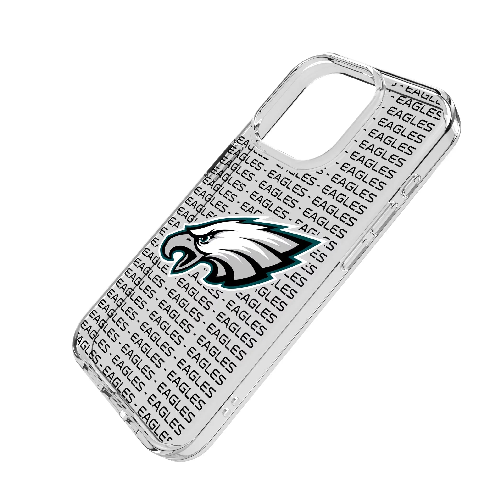 Philadelphia Eagles Text Backdrop iPhone Clear Phone Case for Apple iPhone - Isometric View