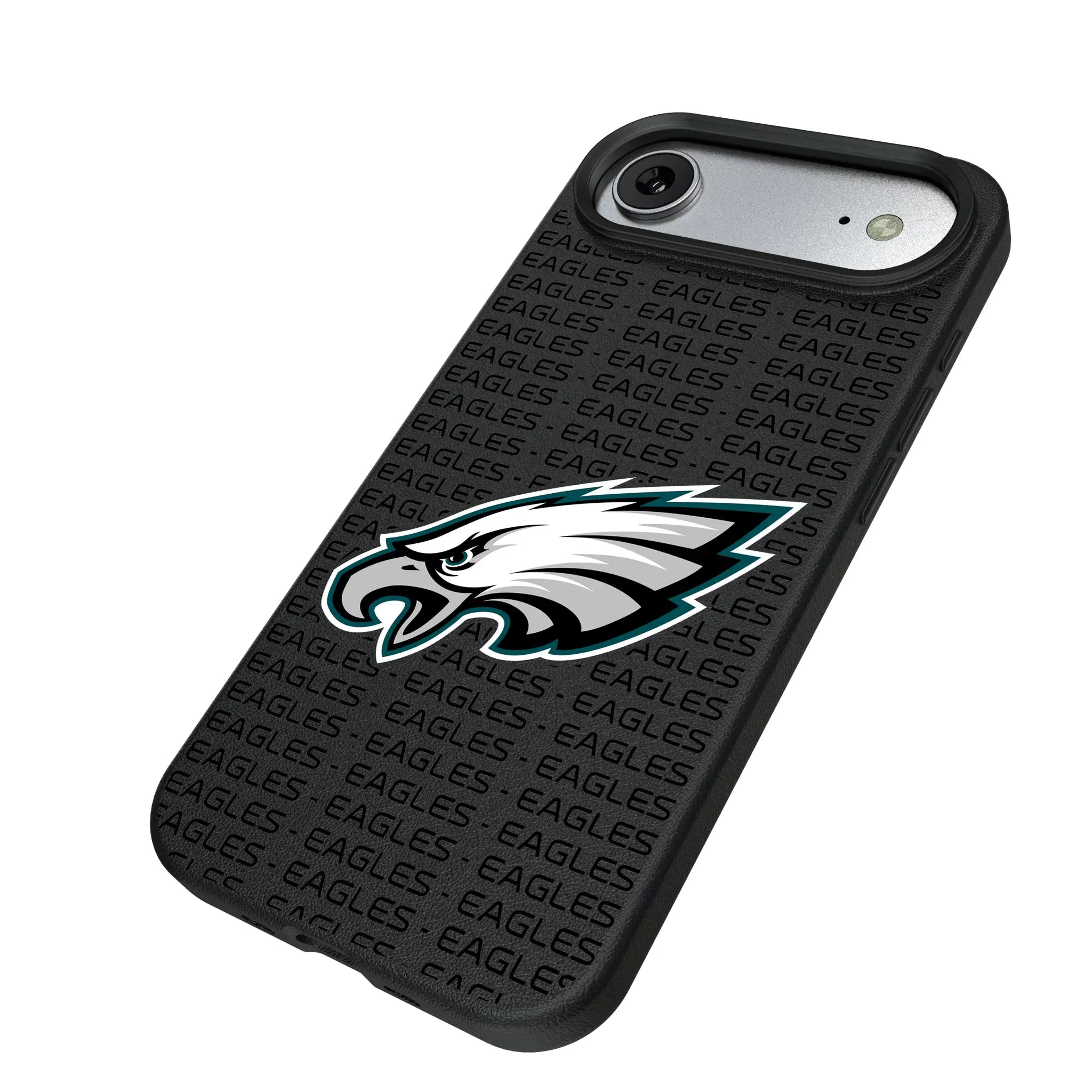 Philadelphia Eagles Text Backdrop iPhone MagSafe Compatible Phone Case for Apple iPhone - Isometric View#Device_iPhone Air