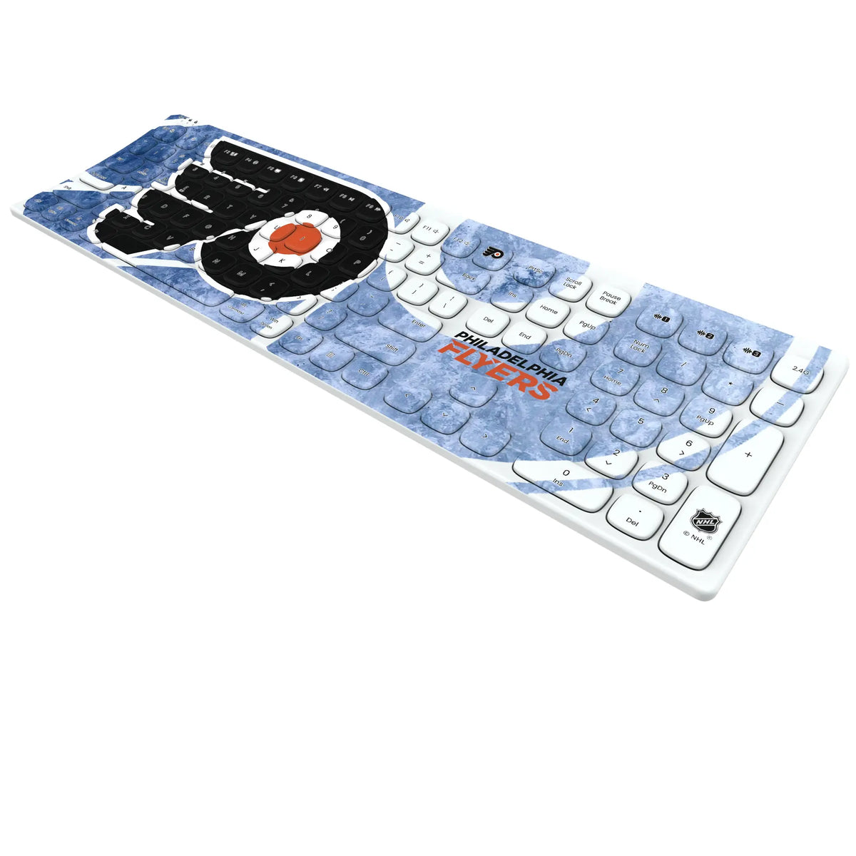 Philadelphia Flyers Ice Tilt KKB605 Curved Wireless Keyboard - Isometric View