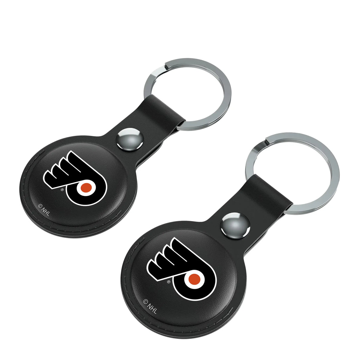 Philadelphia Flyers Insignia AirTag Black Airtag Holder 2-Pack - Isometric View