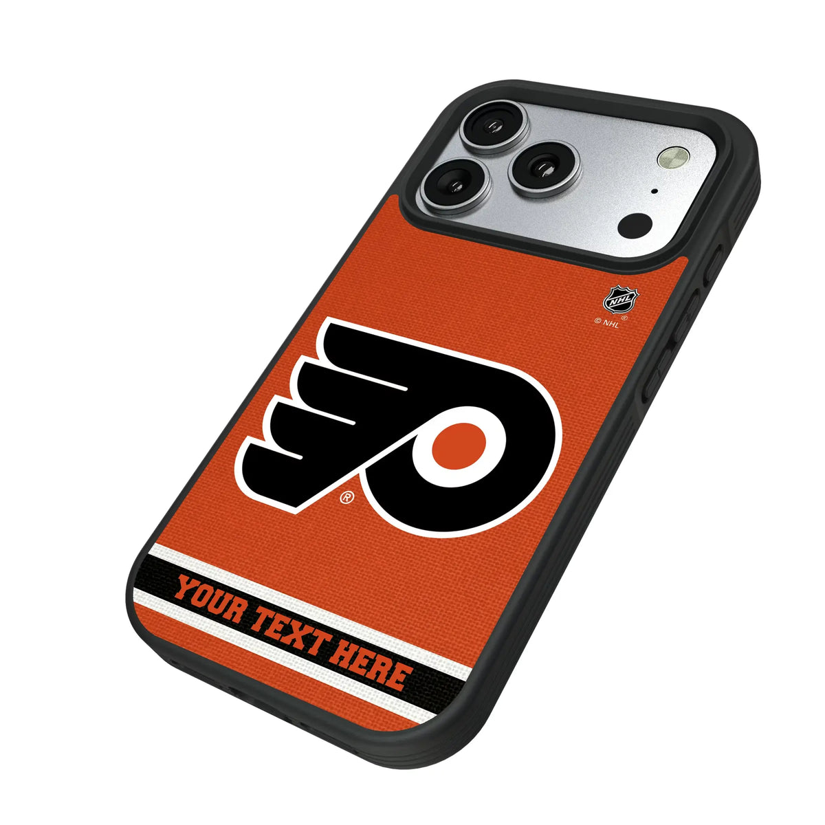 Philadelphia Flyers Personalized Stripe iPhone Bump Phone Case for Apple iPhone - Isometric View#Device_iPhone 17 Pro
