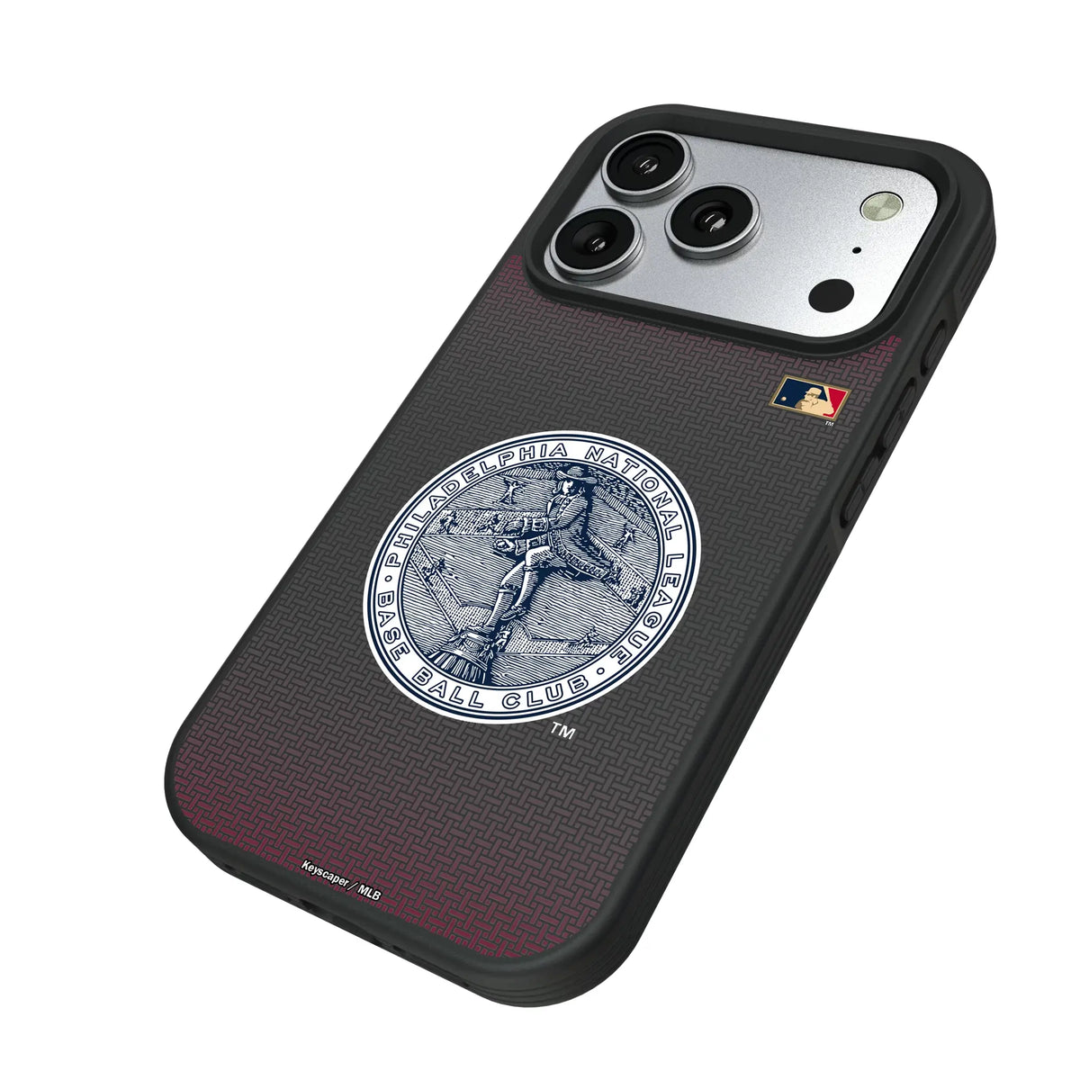 Philadelphia Phillies 1915-1943 - Cooperstown Collection Linen iPhone Bump Phone Case for Apple iPhone - Isometric View#Device_iPhone 17 Pro
