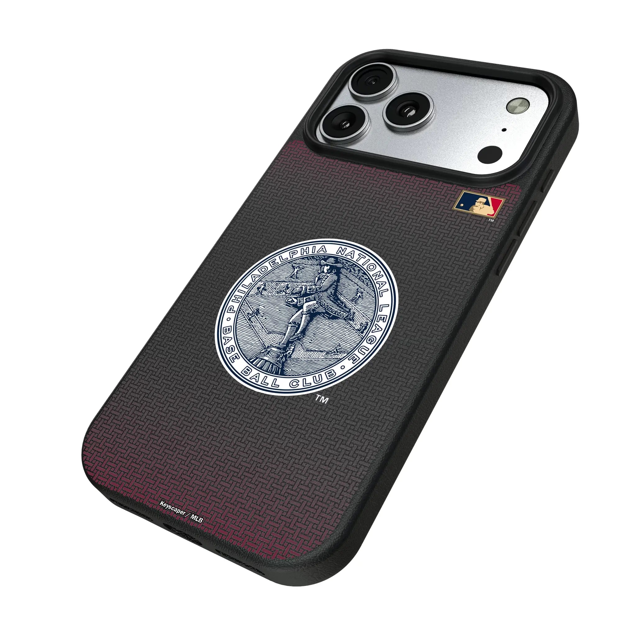 Philadelphia Phillies 1915-1943 - Cooperstown Collection Linen iPhone MagSafe Compatible Phone Case for Apple iPhone - Isometric View#Device_iPhone 17 Pro Max