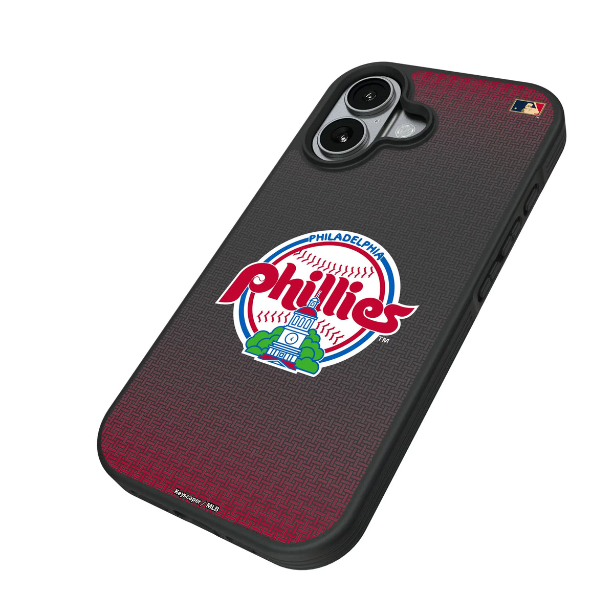 Philadelphia Phillies 1984-1991 - Cooperstown Collection Linen iPhone Bump Phone Case for Apple iPhone - Isometric View#Device_iPhone 17