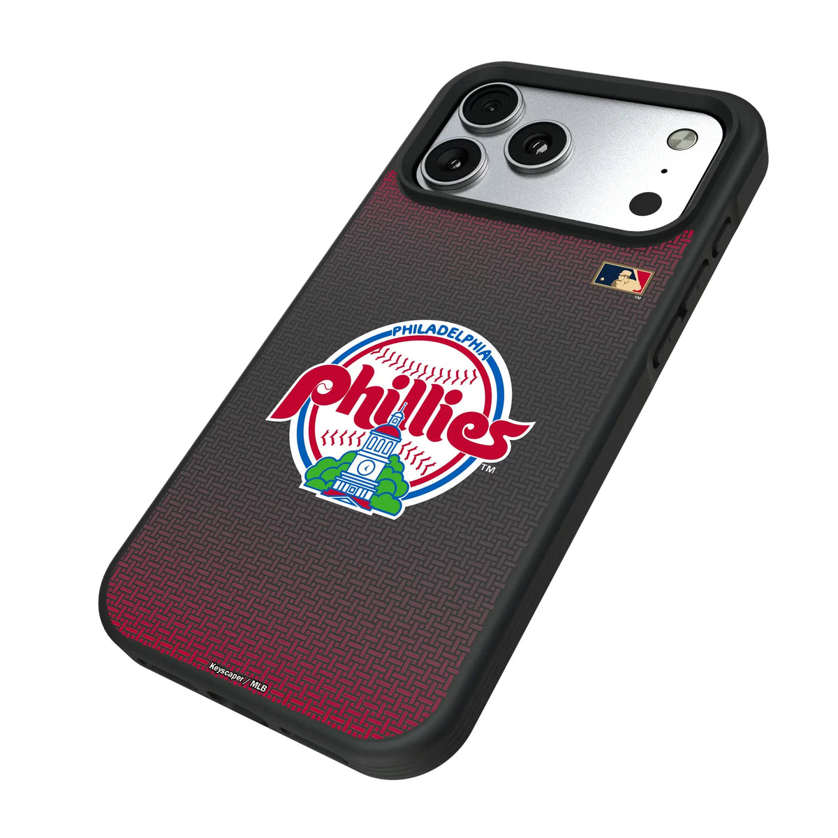 Philadelphia Phillies 1984-1991 - Cooperstown Collection Linen iPhone Bump Phone Case for Apple iPhone - Isometric View#Device_iPhone 17 Pro Max
