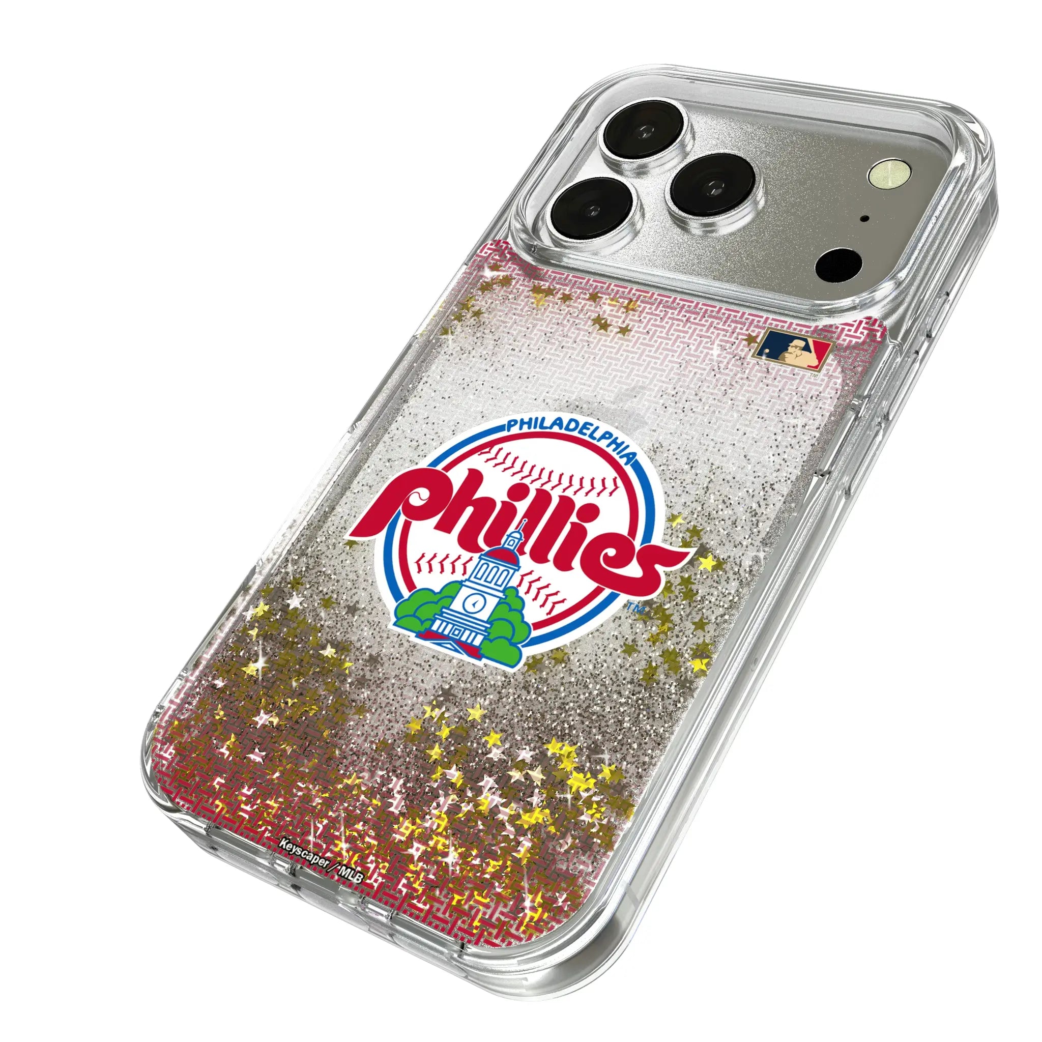 Philadelphia Phillies 1984-1991 - Cooperstown Collection Linen iPhone Glitter Phone Case for Apple iPhone - Isometric View