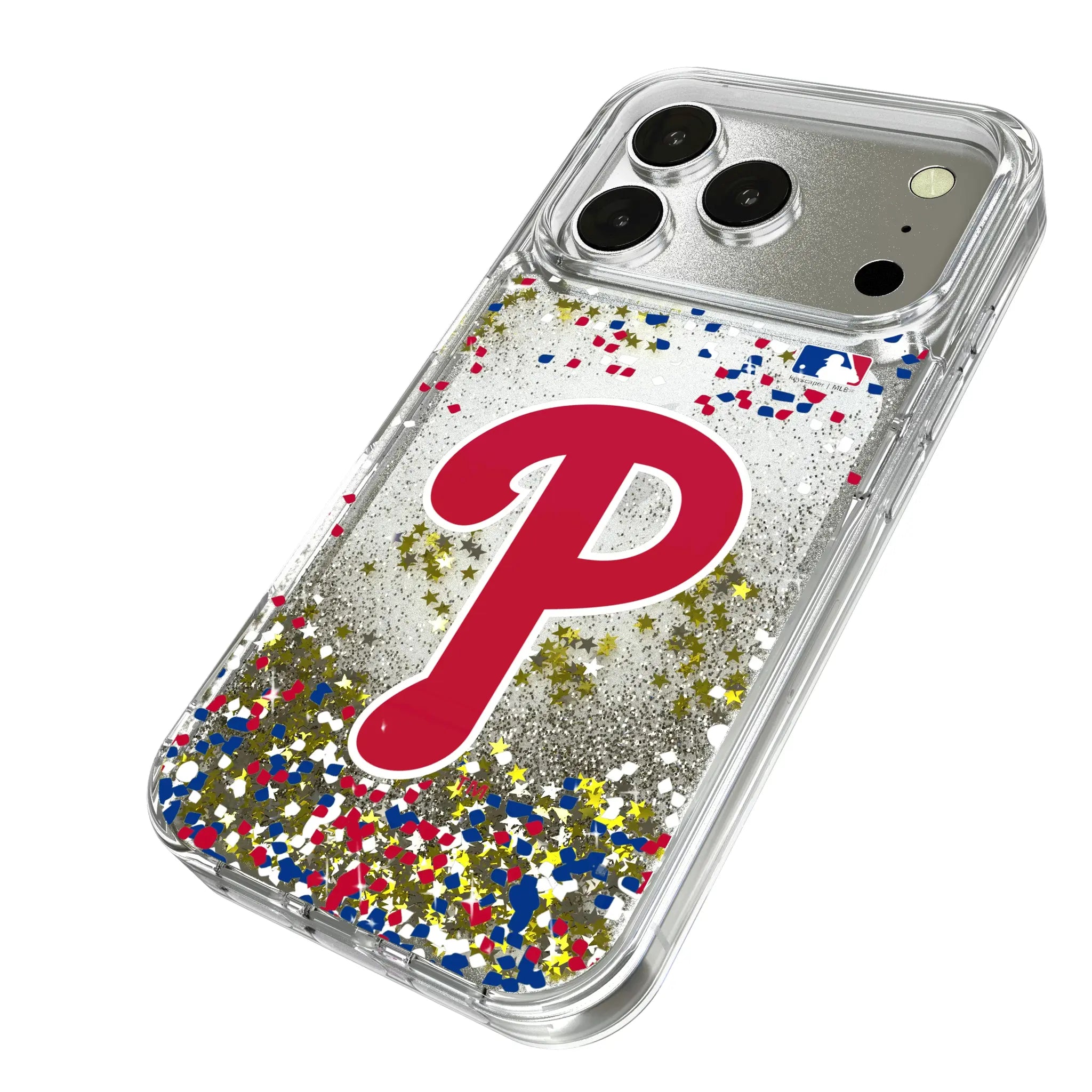 Philadelphia Phillies Confetti iPhone Glitter Phone Case for Apple iPhone - Isometric View