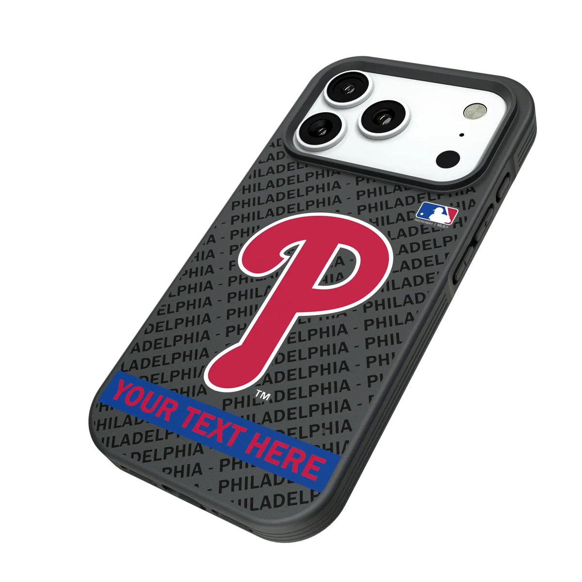 Philadelphia Phillies Personalized Tilt iPhone Bump Phone Case for Apple iPhone - Isometric View#Device_iPhone 18 Pro