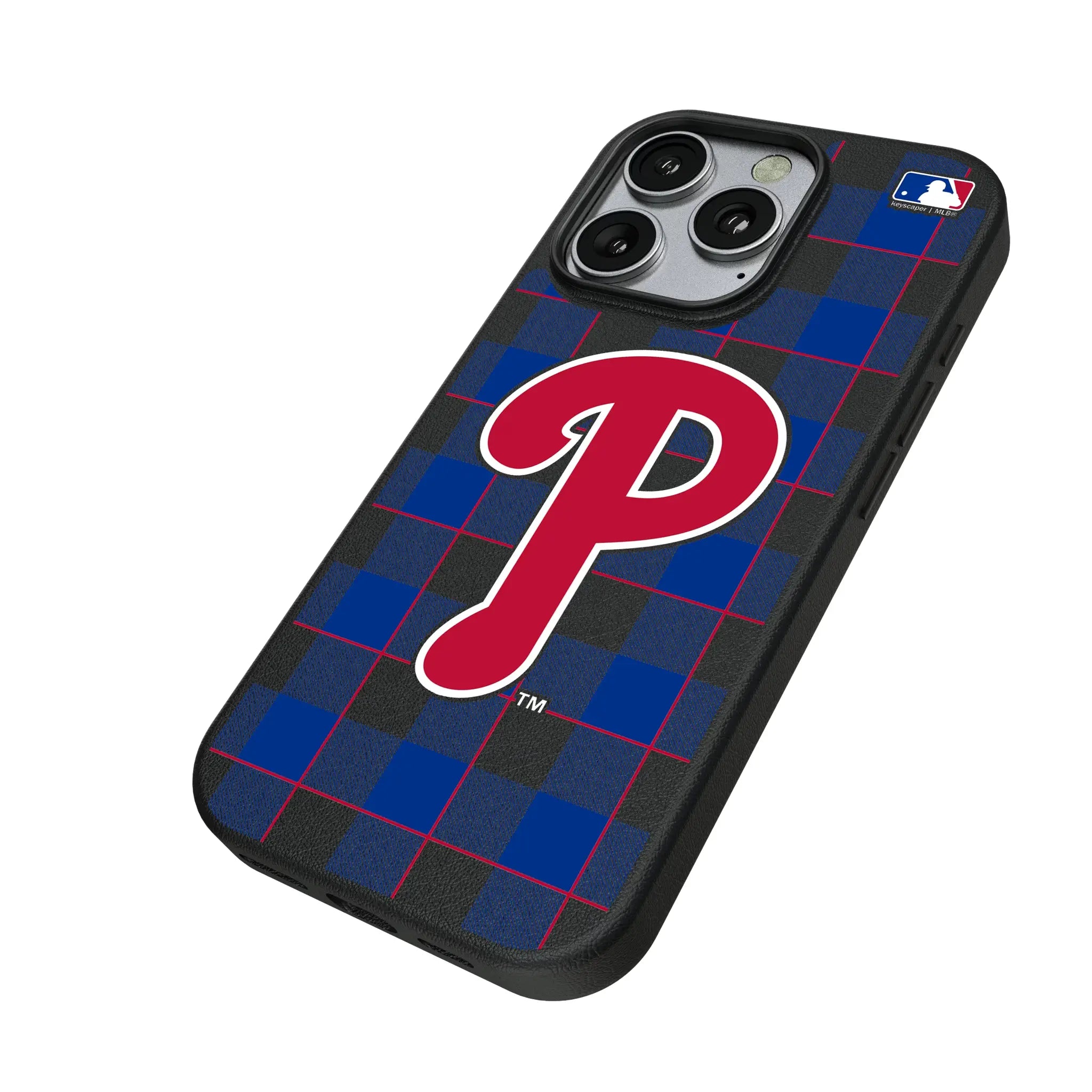 Philadelphia Phillies Plaid iPhone MagSafe Compatible Phone Case for Apple iPhone - Isometric View