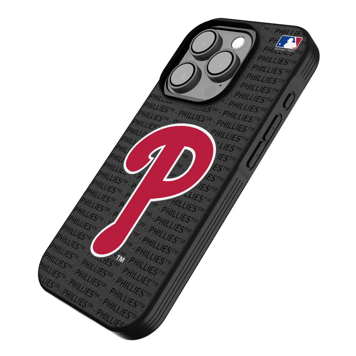 Philadelphia Phillies Text Backdrop iPhone Bump Phone Case for Apple iPhone - Isometric View