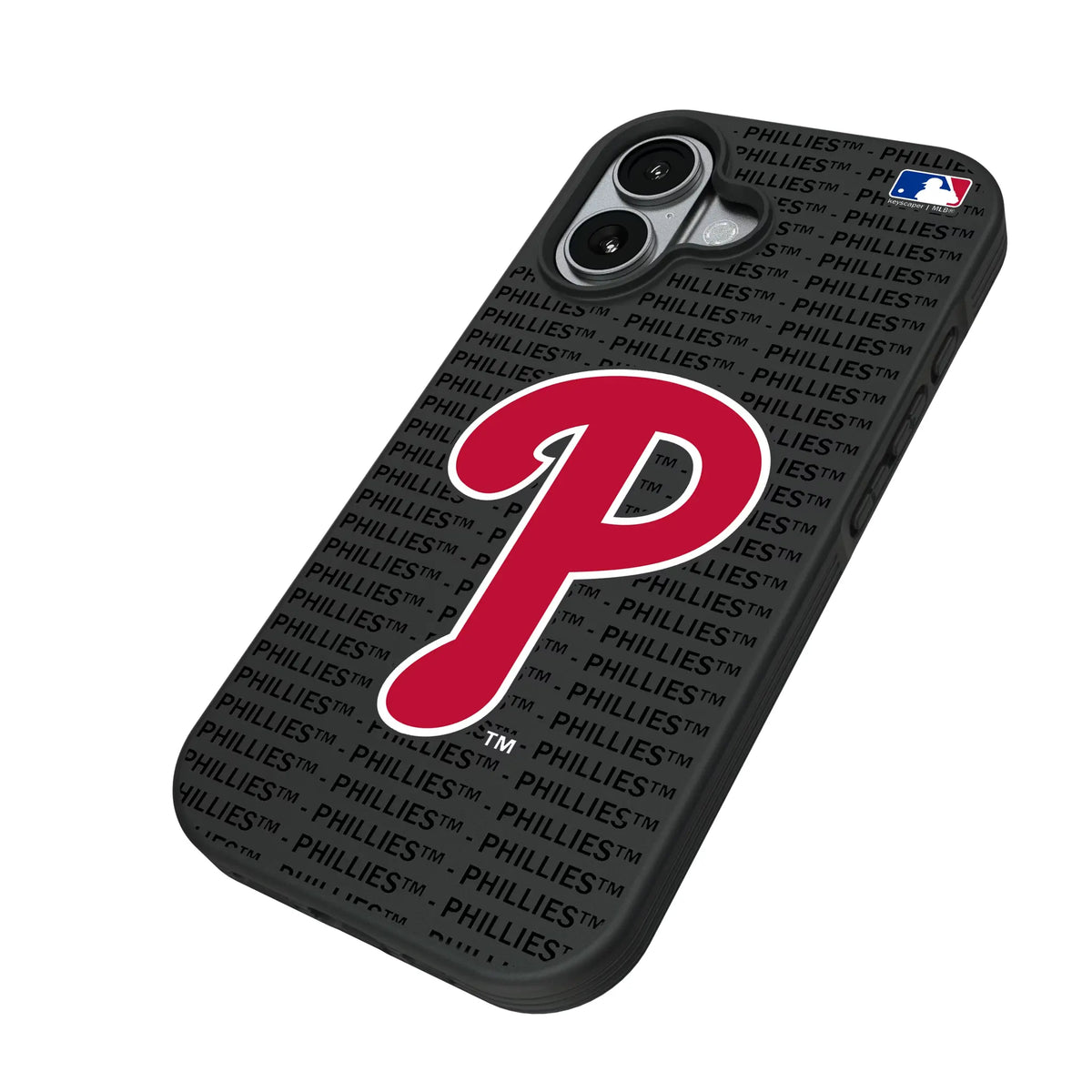 Philadelphia Phillies Text Backdrop iPhone Bump Phone Case for Apple iPhone - Isometric View#Device_iPhone 17