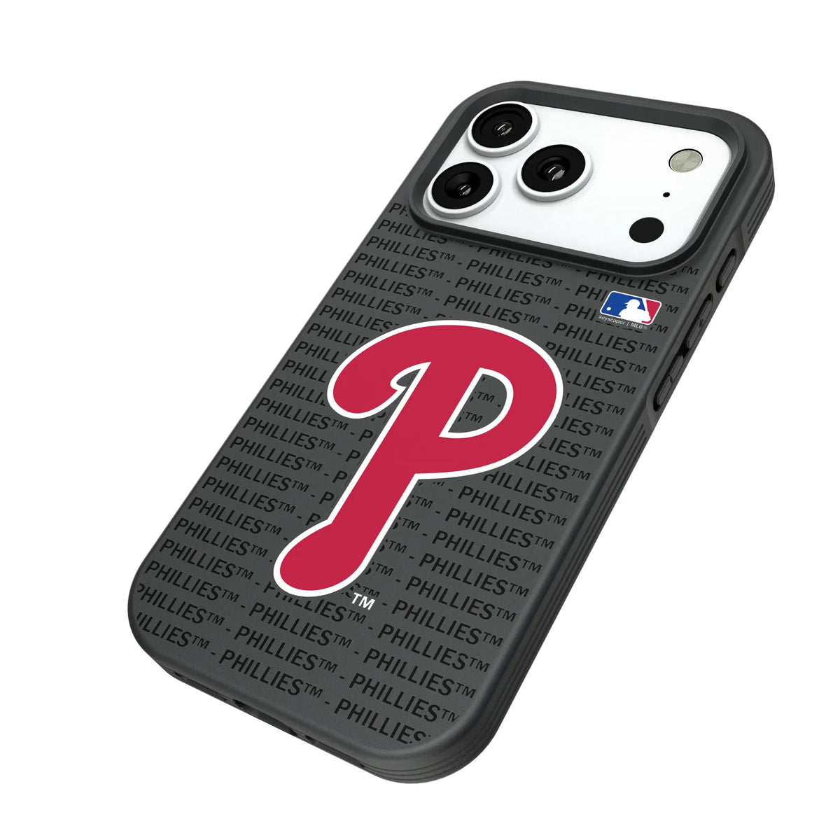 Philadelphia Phillies Text Backdrop iPhone Bump Phone Case for Apple iPhone - Isometric View#Device_iPhone 18 Pro