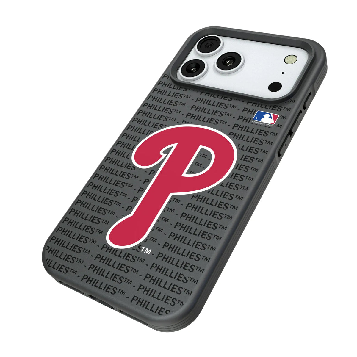 Philadelphia Phillies Text Backdrop iPhone Bump Phone Case for Apple iPhone - Isometric View#Device_iPhone 18 Pro Max