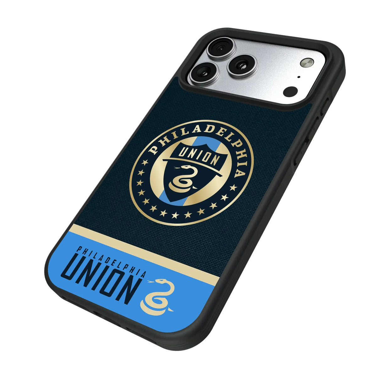 Philadelphia Union Endzone Solid iPhone Bump Phone Case for Apple iPhone - Isometric View#Device_iPhone 17 Pro Max
