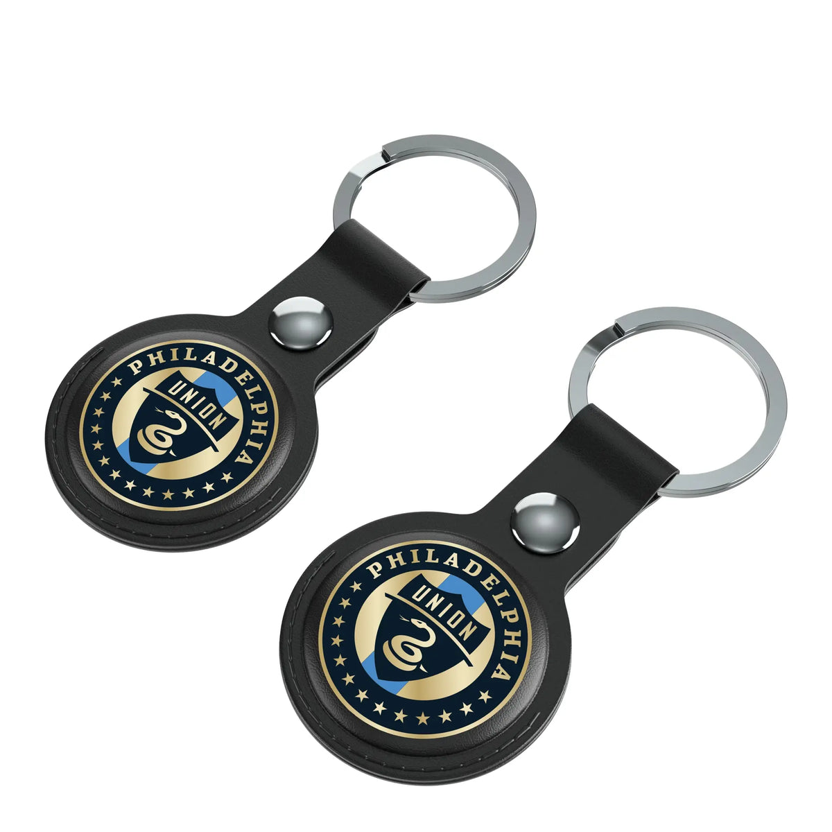 Philadelphia Union Insignia AirTag Black Airtag Holder 2-Pack - Isometric View