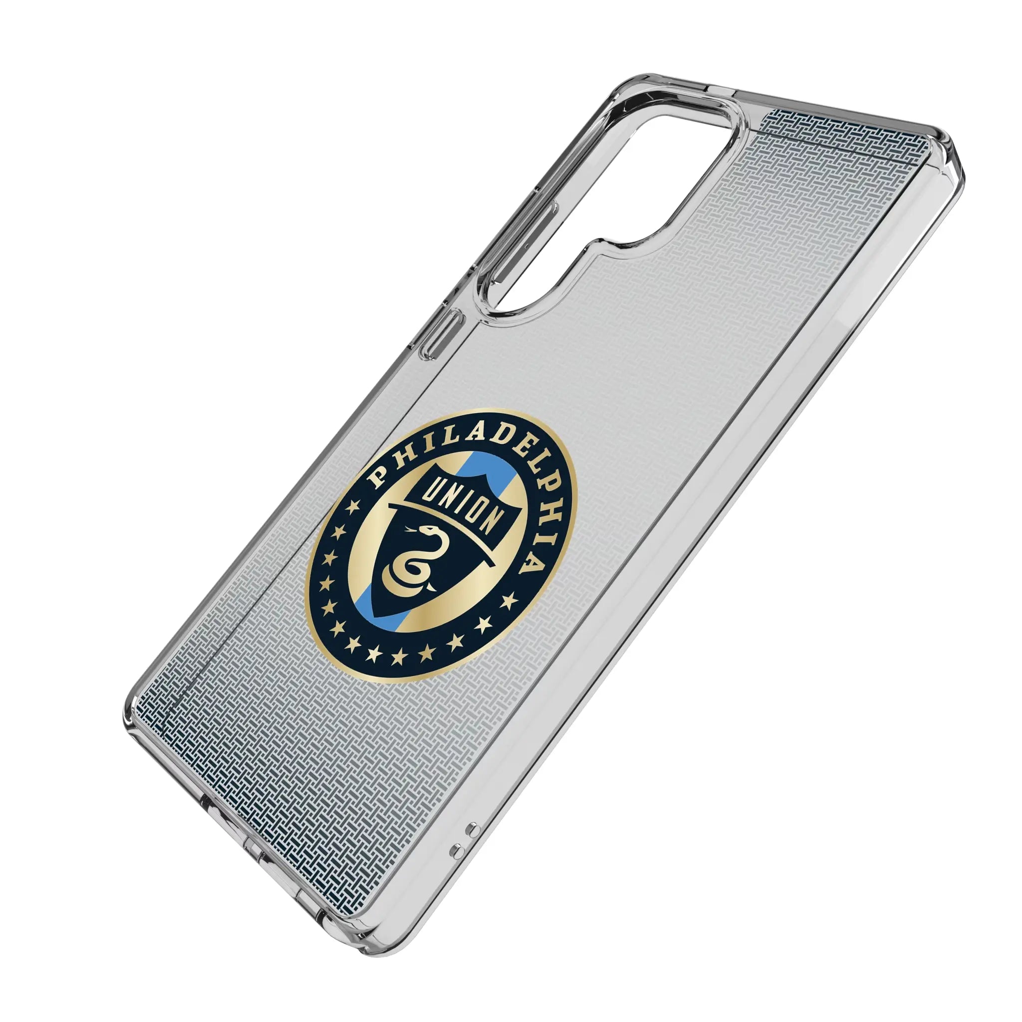 Philadelphia Union Linen Galaxy Clear Phone Case for Samsung Galaxy - Isometric View#Device_Galaxy S25 Ultra