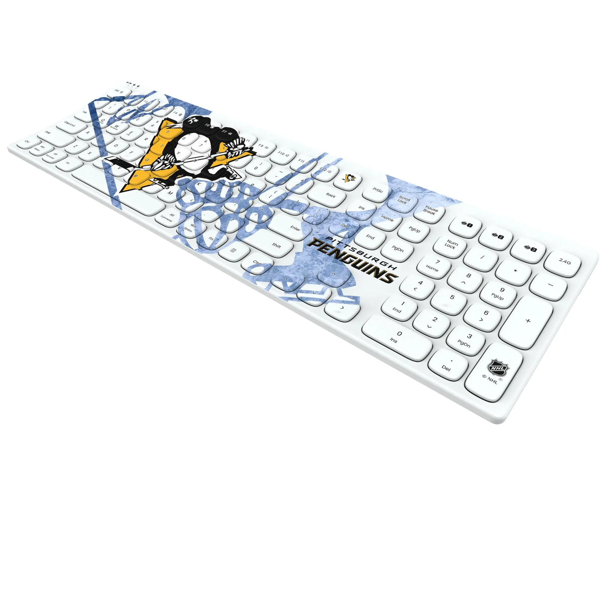 Pittsburgh Penguins Ice Tilt KKB605 Curved Wireless Keyboard - Isometric View