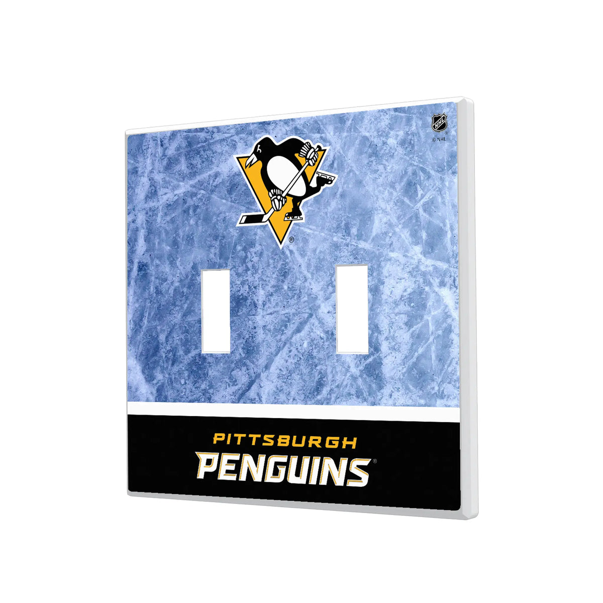 Pittsburgh Penguins Ice Wordmark Hidden-Screw Light Switch Plate#Style_Double Toggle