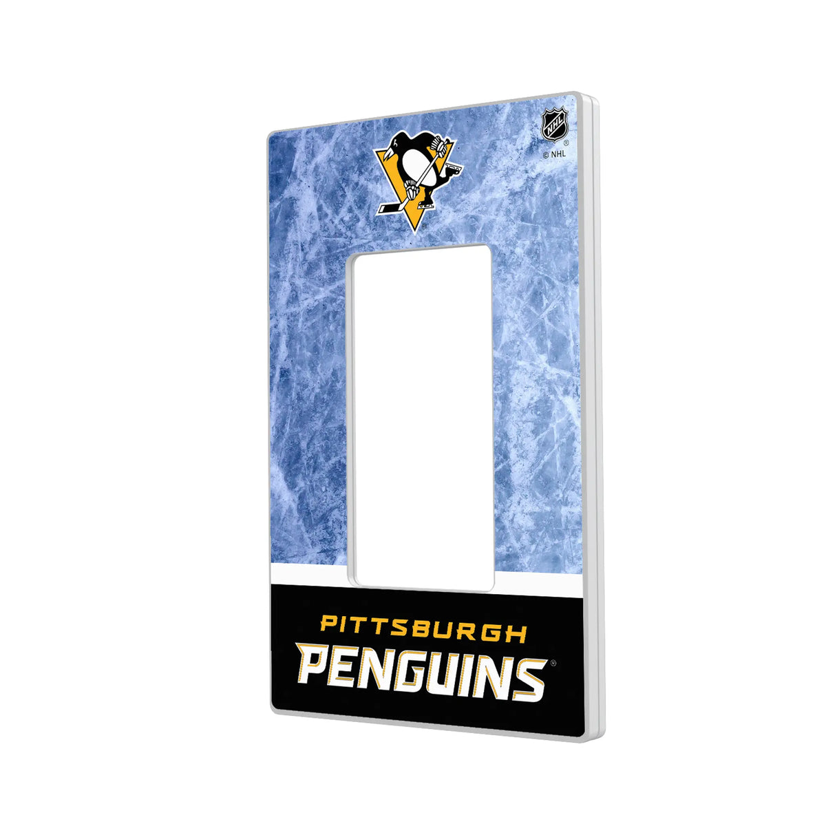 Pittsburgh Penguins Ice Wordmark Hidden-Screw Light Switch Plate#Style_Single Rocker