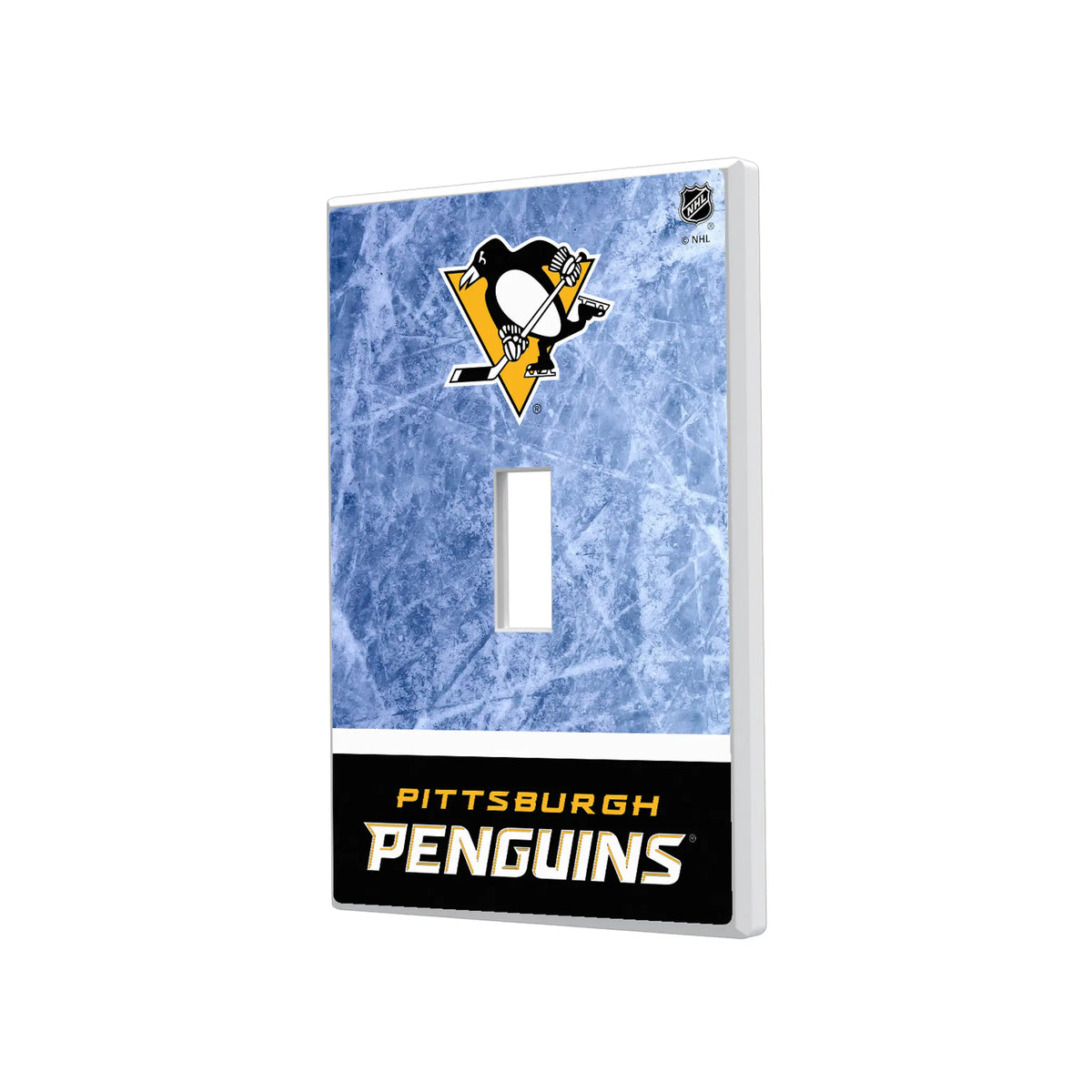 Pittsburgh Penguins Ice Wordmark Hidden-Screw Light Switch Plate#Style_Single Toggle