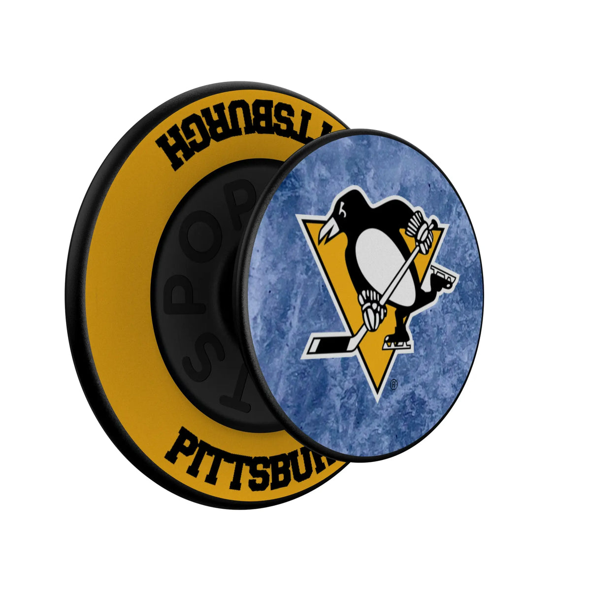 Pittsburgh Penguins Ice Wordmark Popsockets Round Magnetic - Isometric View