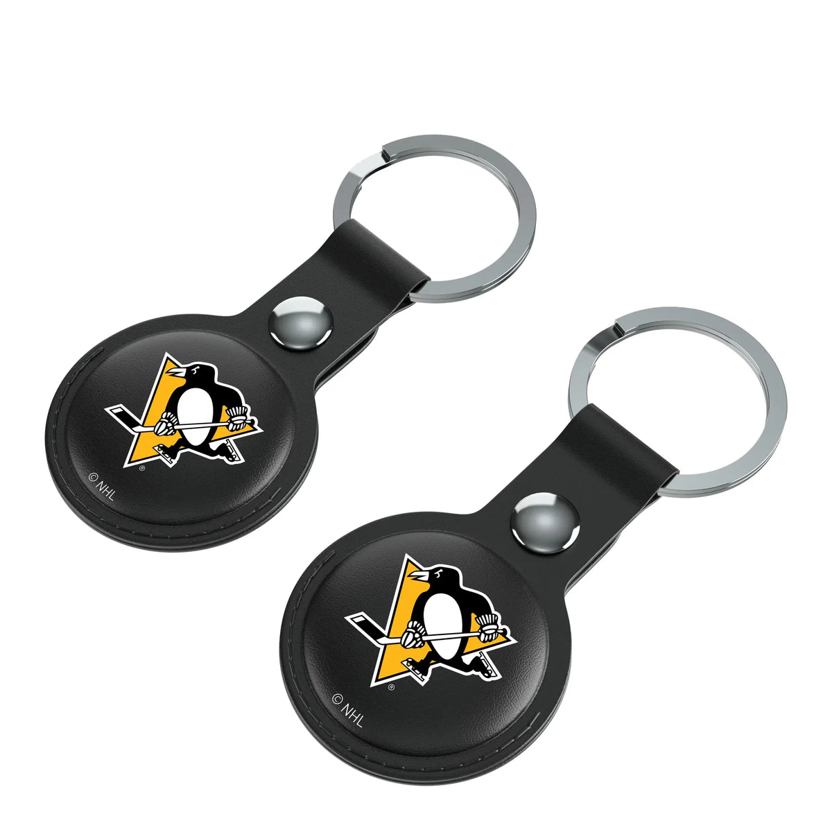 Pittsburgh Penguins Insignia AirTag Black Airtag Holder 2-Pack - Isometric View