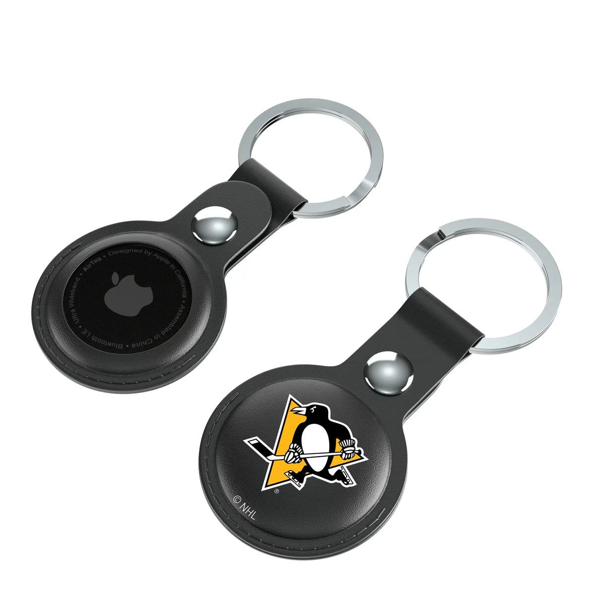 Pittsburgh Penguins Insignia AirTag Black Airtag Holder 2-Pack - Isometric View