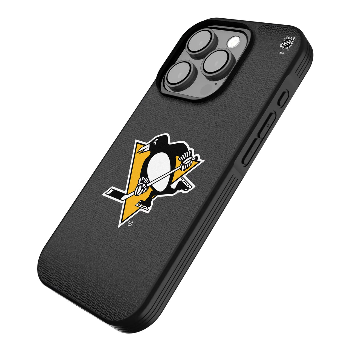Pittsburgh Penguins Linen iPhone Bump Phone Case for Apple iPhone - Isometric View