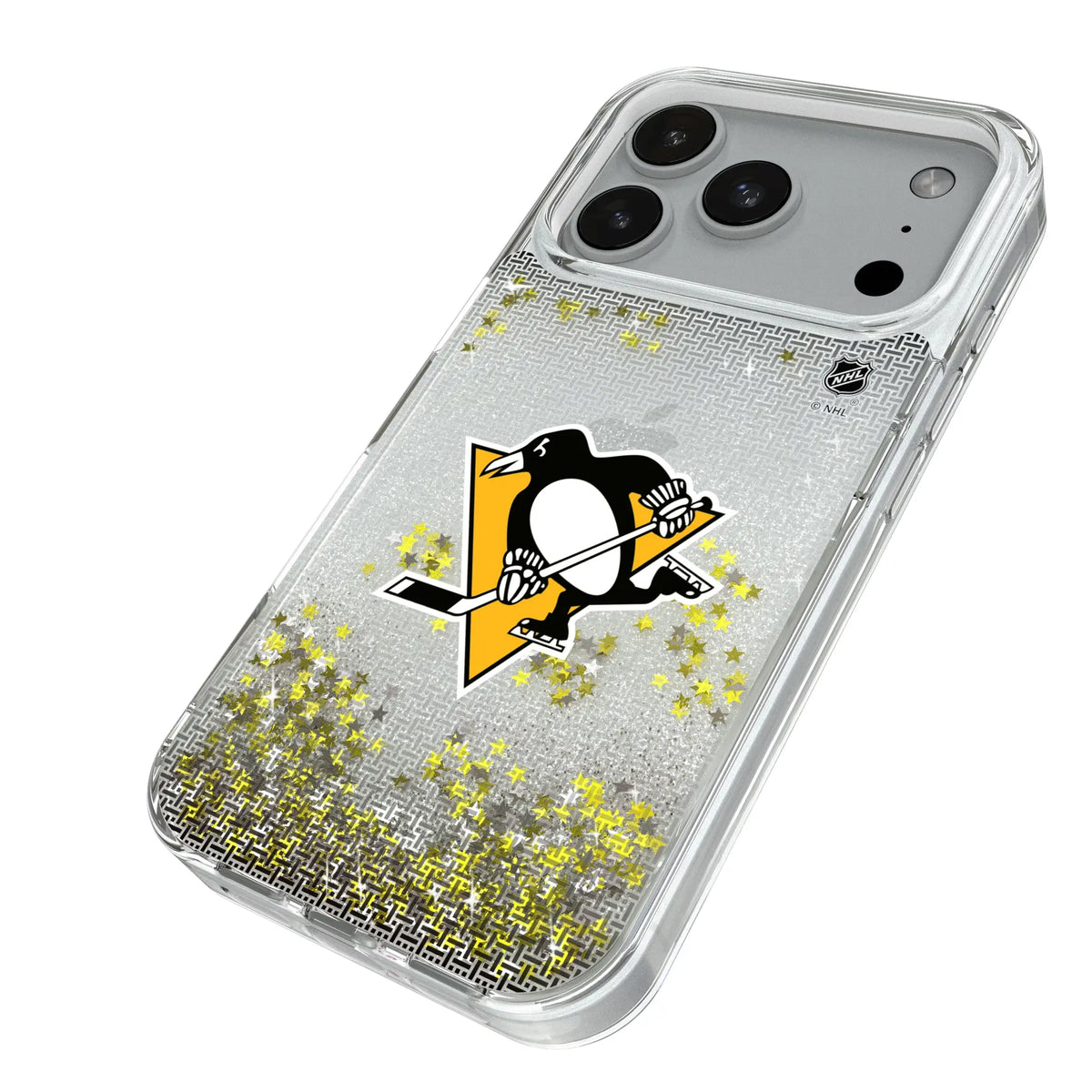 Pittsburgh Penguins Linen iPhone Glitter Phone Case for Apple iPhone - Isometric View#Device_iPhone 18 Pro
